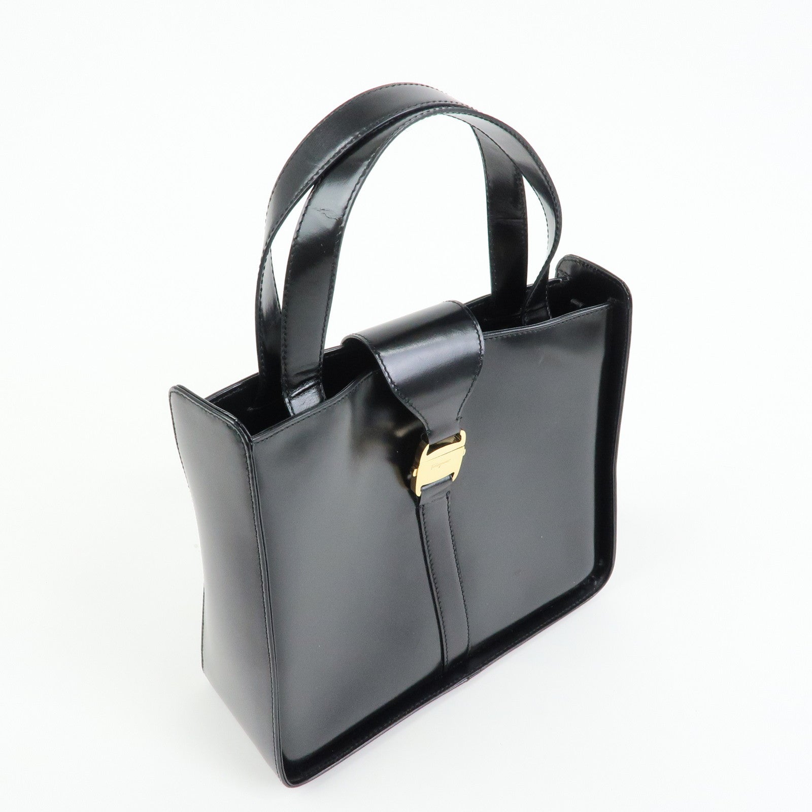 Ferragamo Vara Leather 2way Bag Hand Bag Black