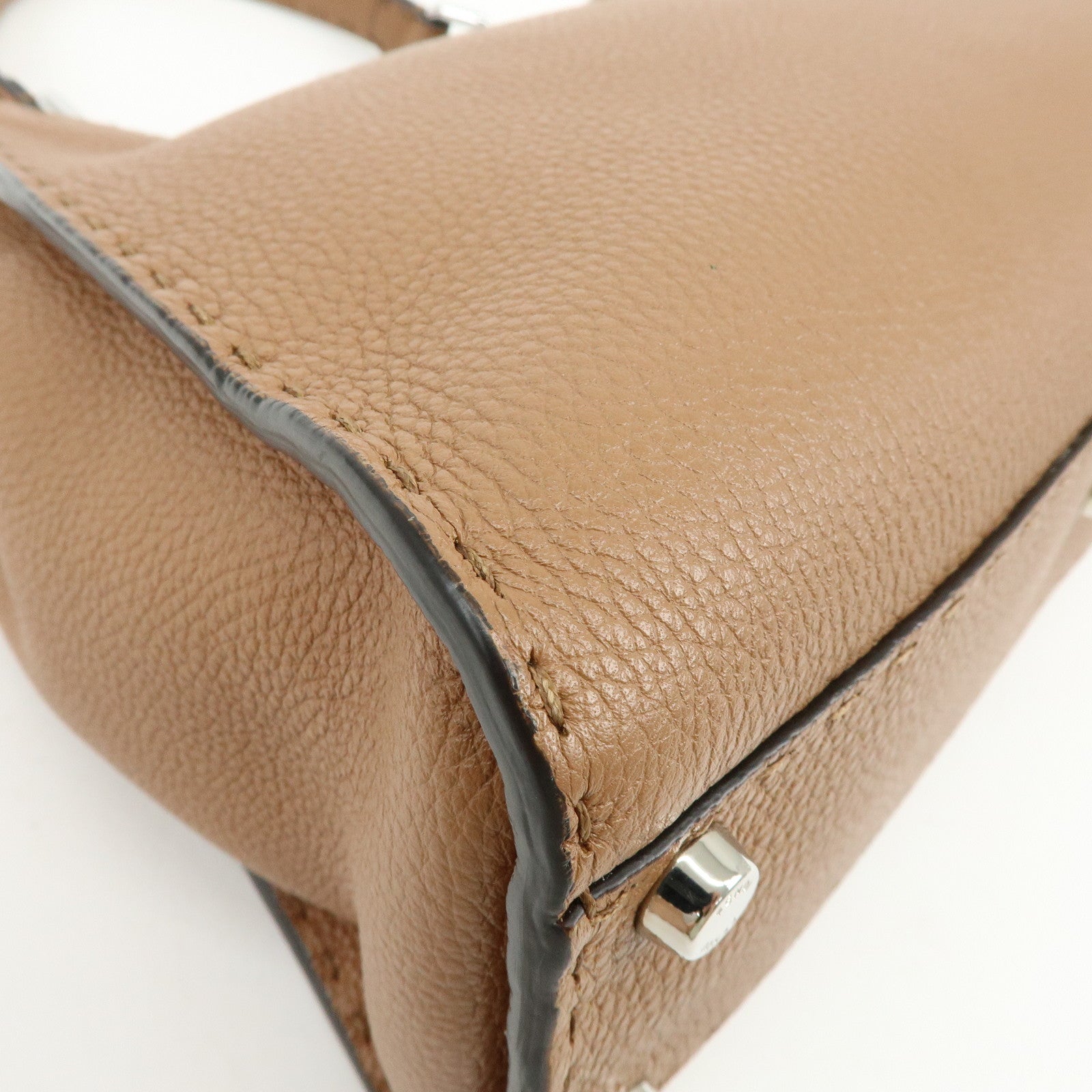 FENDI Selleria Peekaboo Medium Leather 2Way Hand Shoulder Bag 8BN290