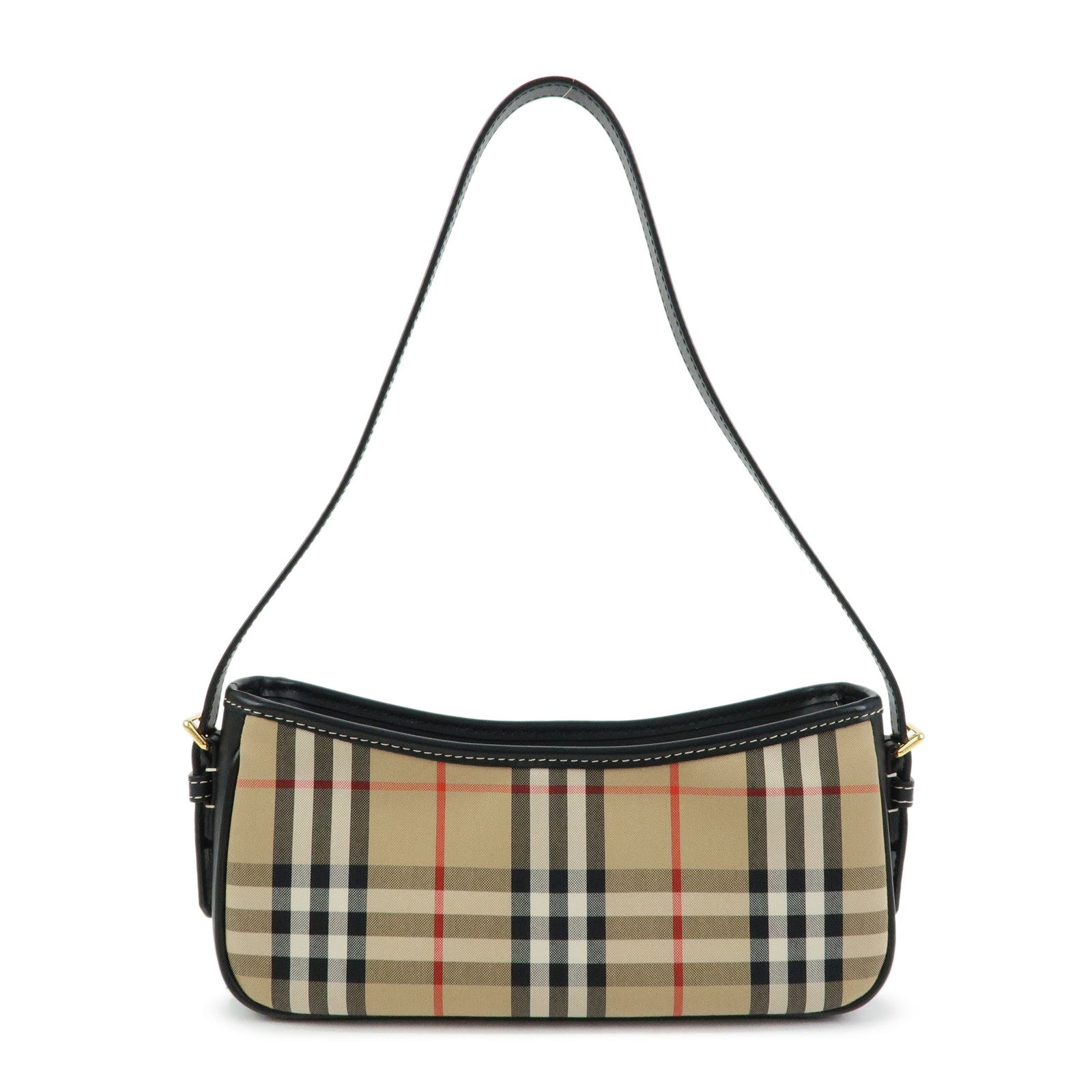 BURBERRY Nova Plaid Canvas Leather Shoulder Bag Hand Bag Brown Black