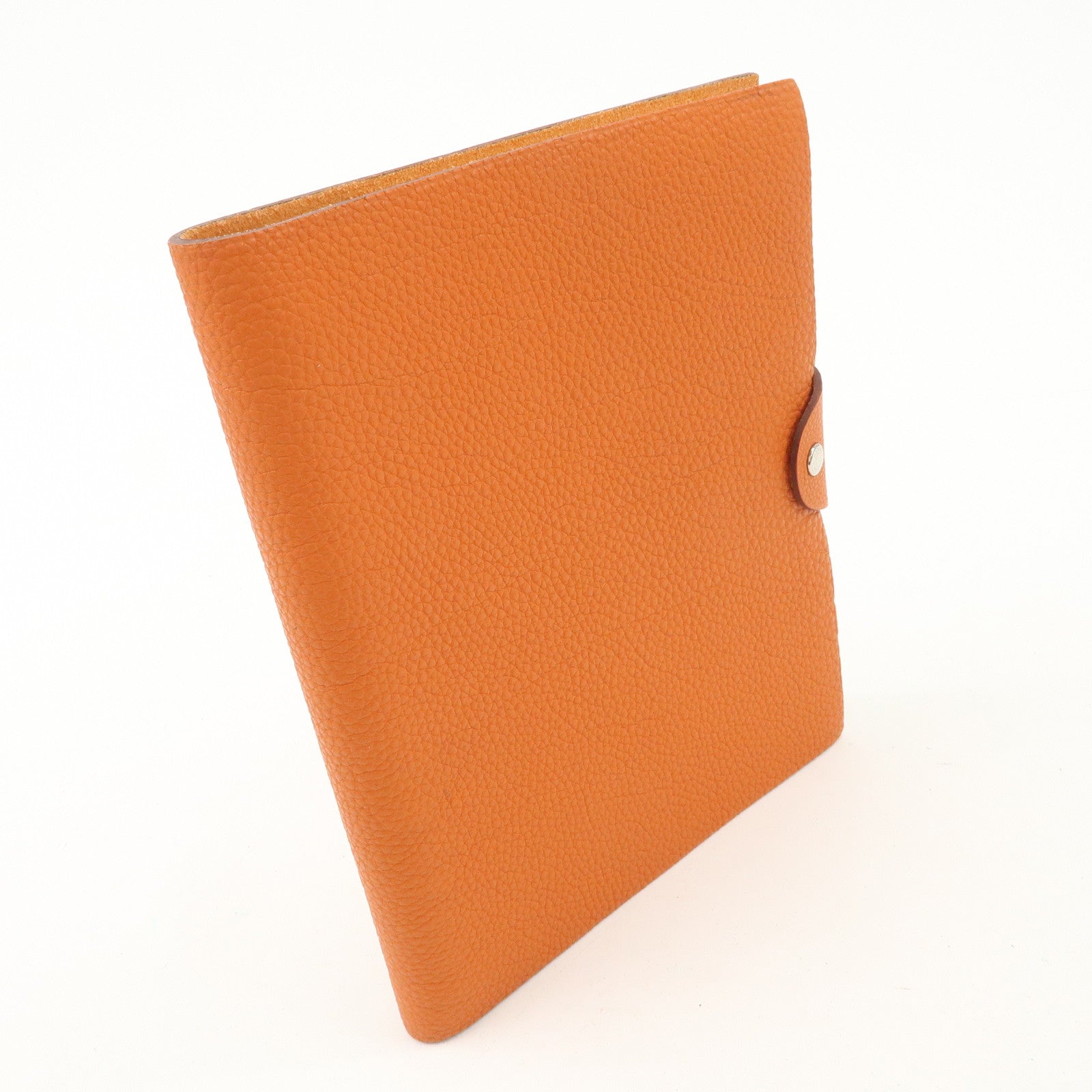 HERMES Togo Leather Ulysse MM □O Stamped Notebook Cover Potiron Orange Used