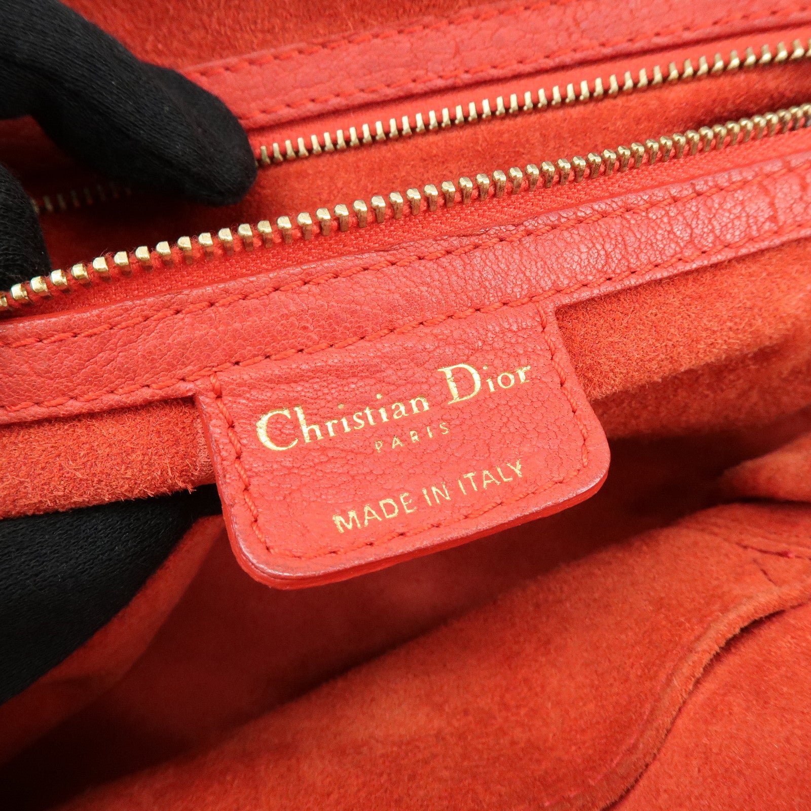 Christian Dior My Dior Logo Leather Hand Bag Satchel Bag Red