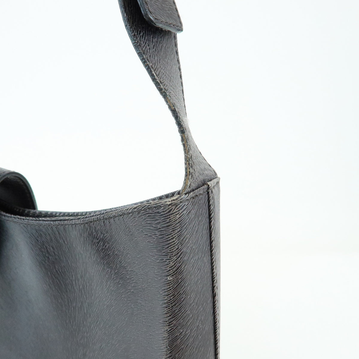Ferragamo Gancini Leather Shoulder Bag Hand Bag Black Grey