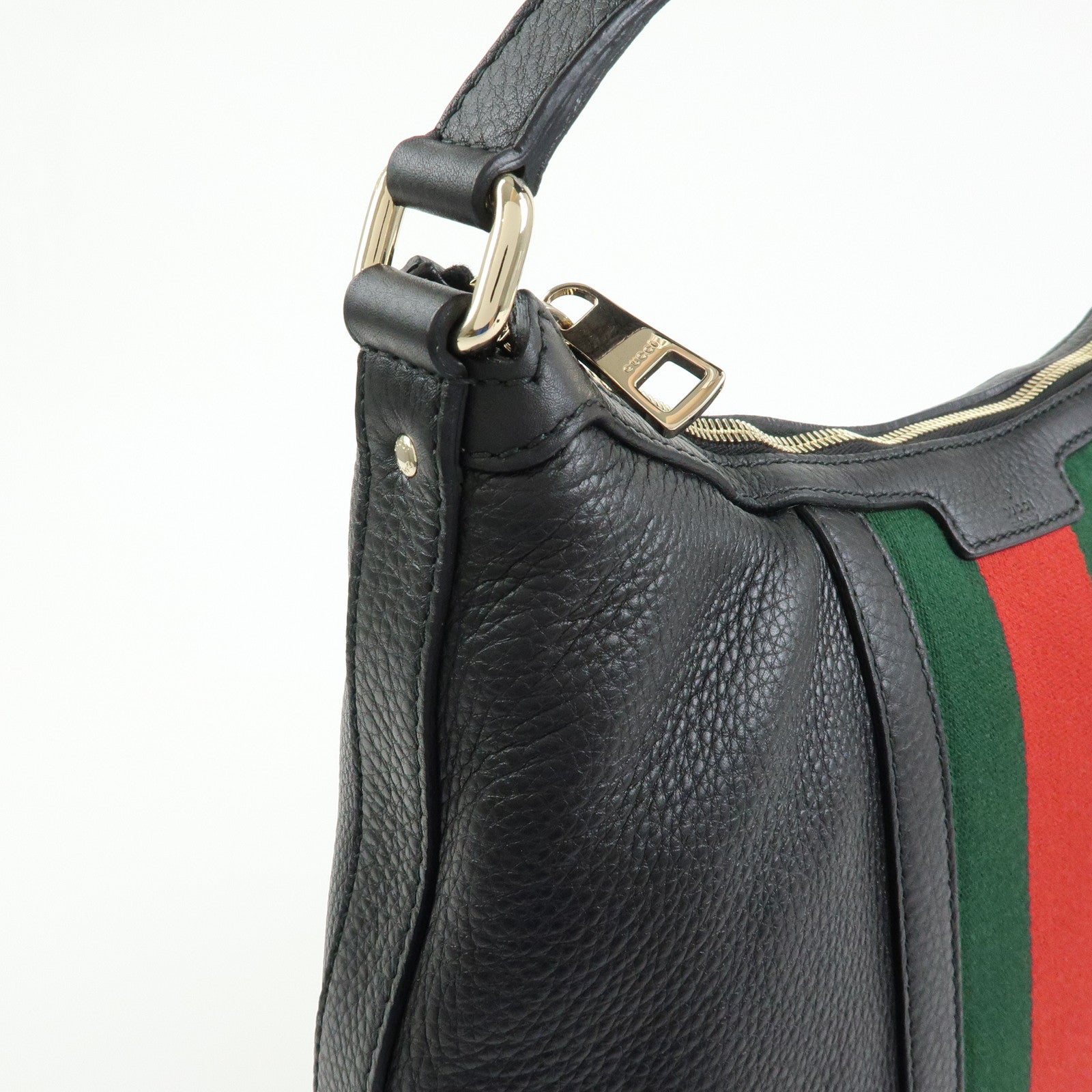 GUCCI Sherry Leather Shoulder Bag Hobo Bag Tote Bag Black 257084