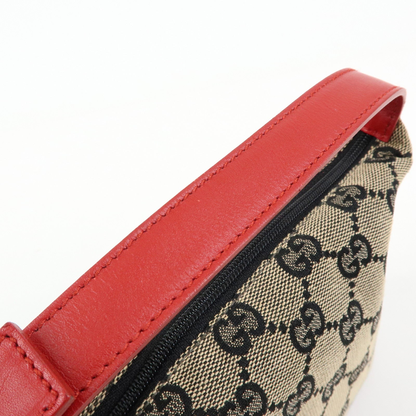 GUCCI GG Canvas Leather Vanity Accessory Pochette Mini Pouch 0391147