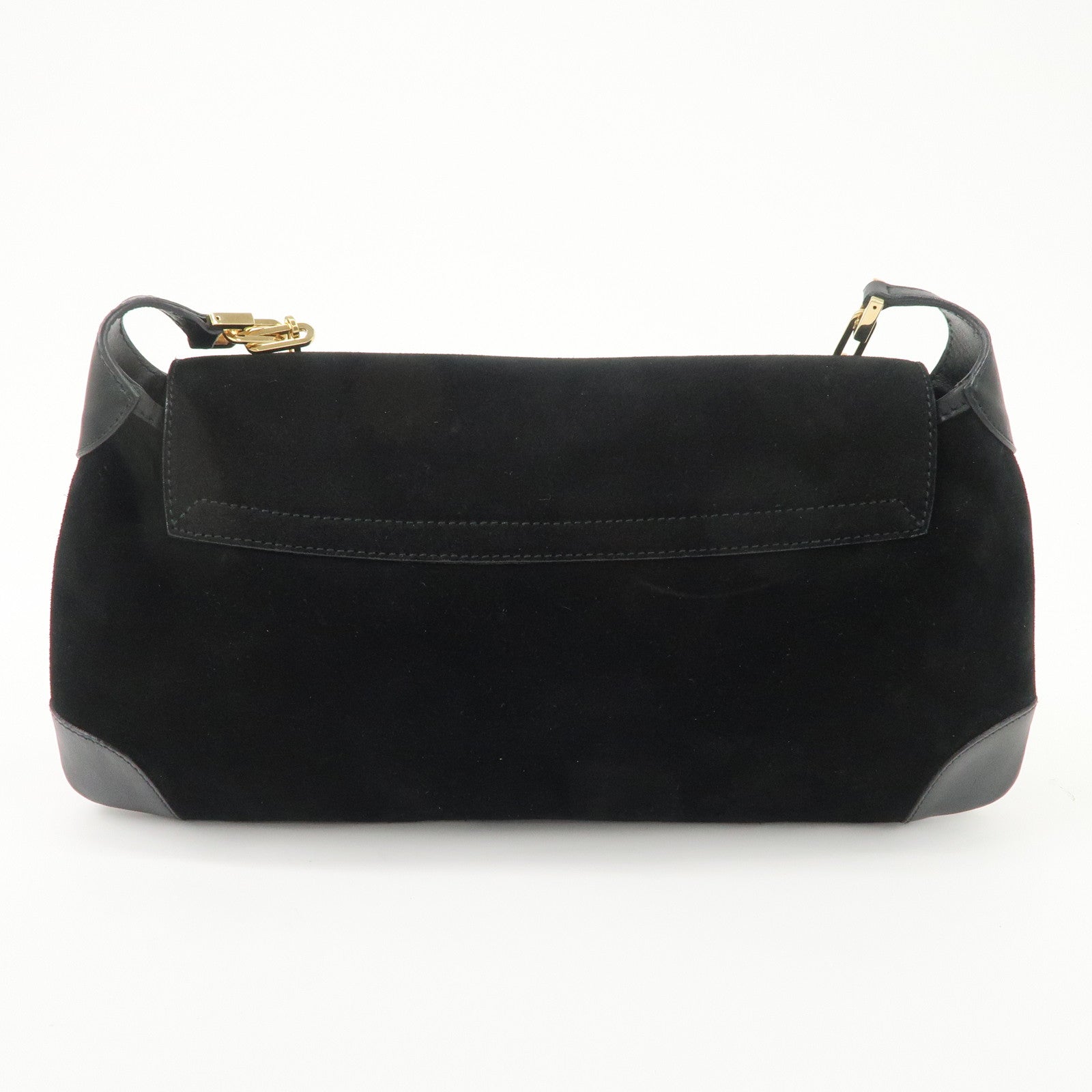 GUCCI Tigar Head Suede Leather Chain Shoulder Bag Black 001.4113 Used