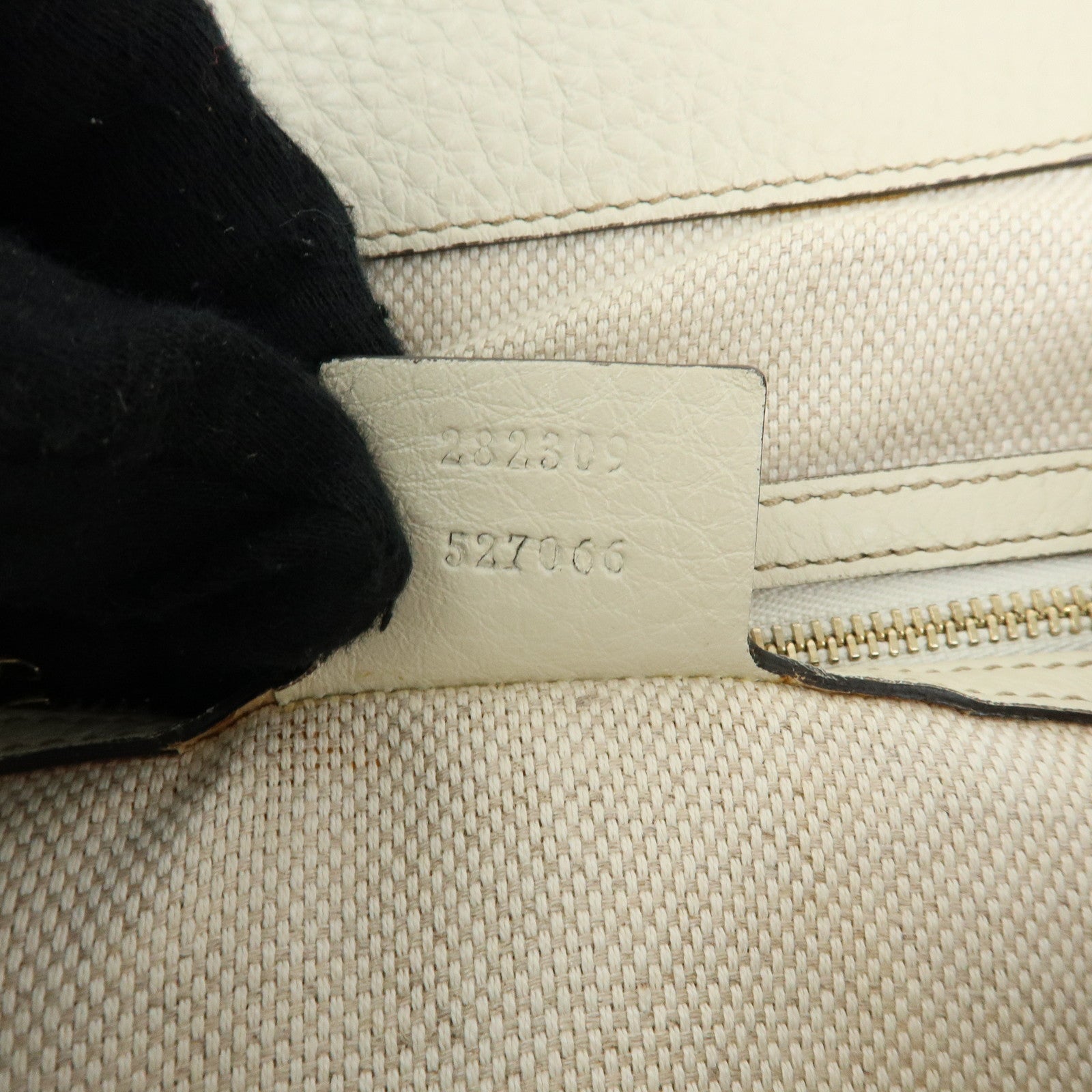 GUCCI SOHO Interlocking G Calf Leather Tote Shoulder Bag Ivory 282309