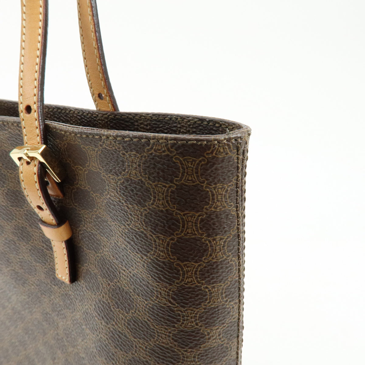 CELINE Macadam PVC Leather Tote Bag Hand Bag Brown