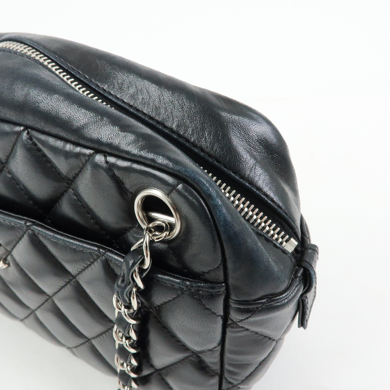 CHANEL COCO Mark Matelasse Lamb Skin Chain Shoulder Bag Hand Bag Black