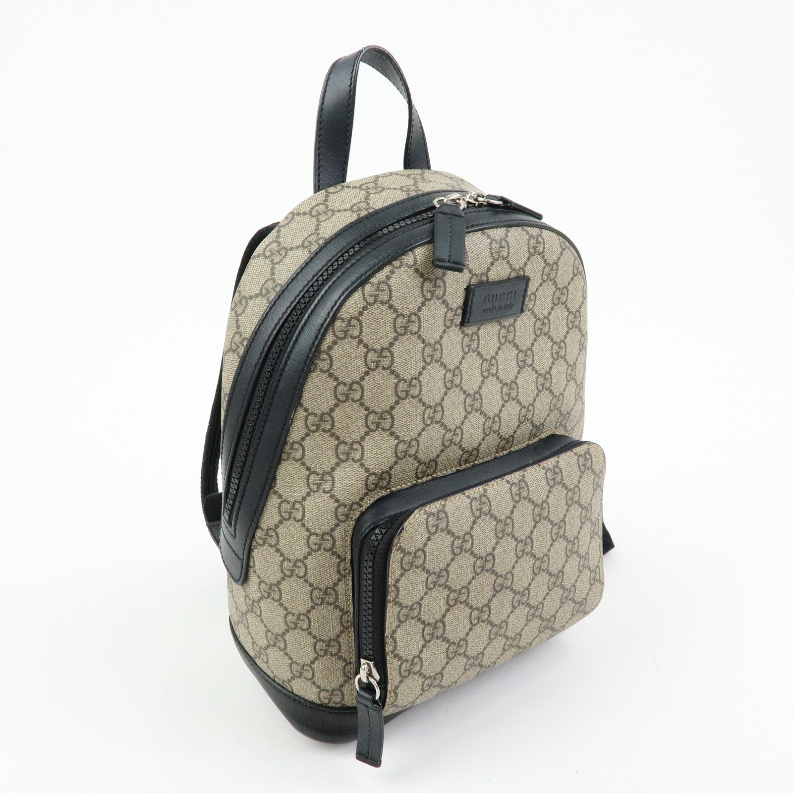GUCCI GG Supreme Leather Backpack Rucksack Beige Black 429020