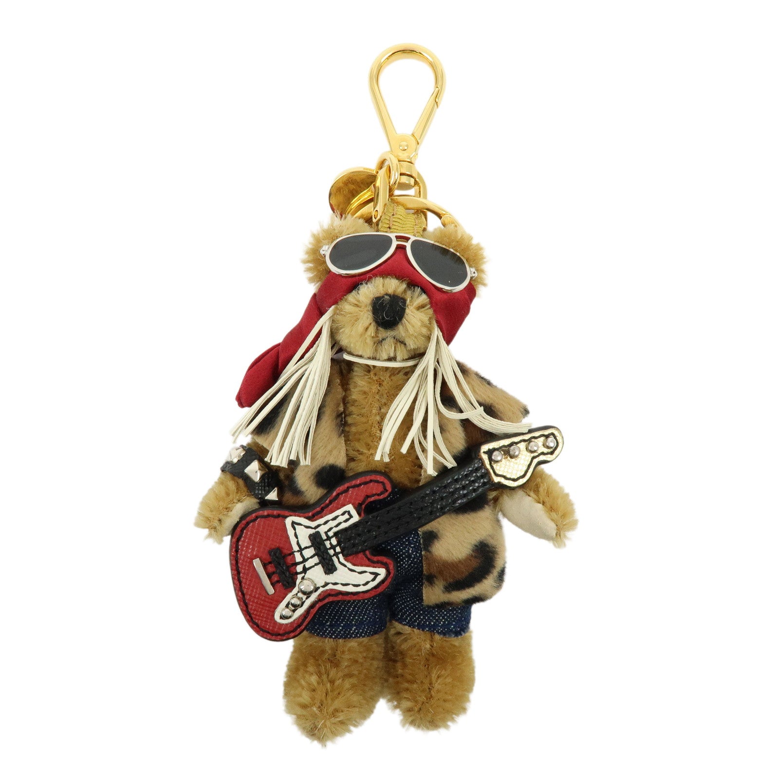 PRADA Metal Polyester Saffiano Leather Bear Trick Rock Star Bag Charm
