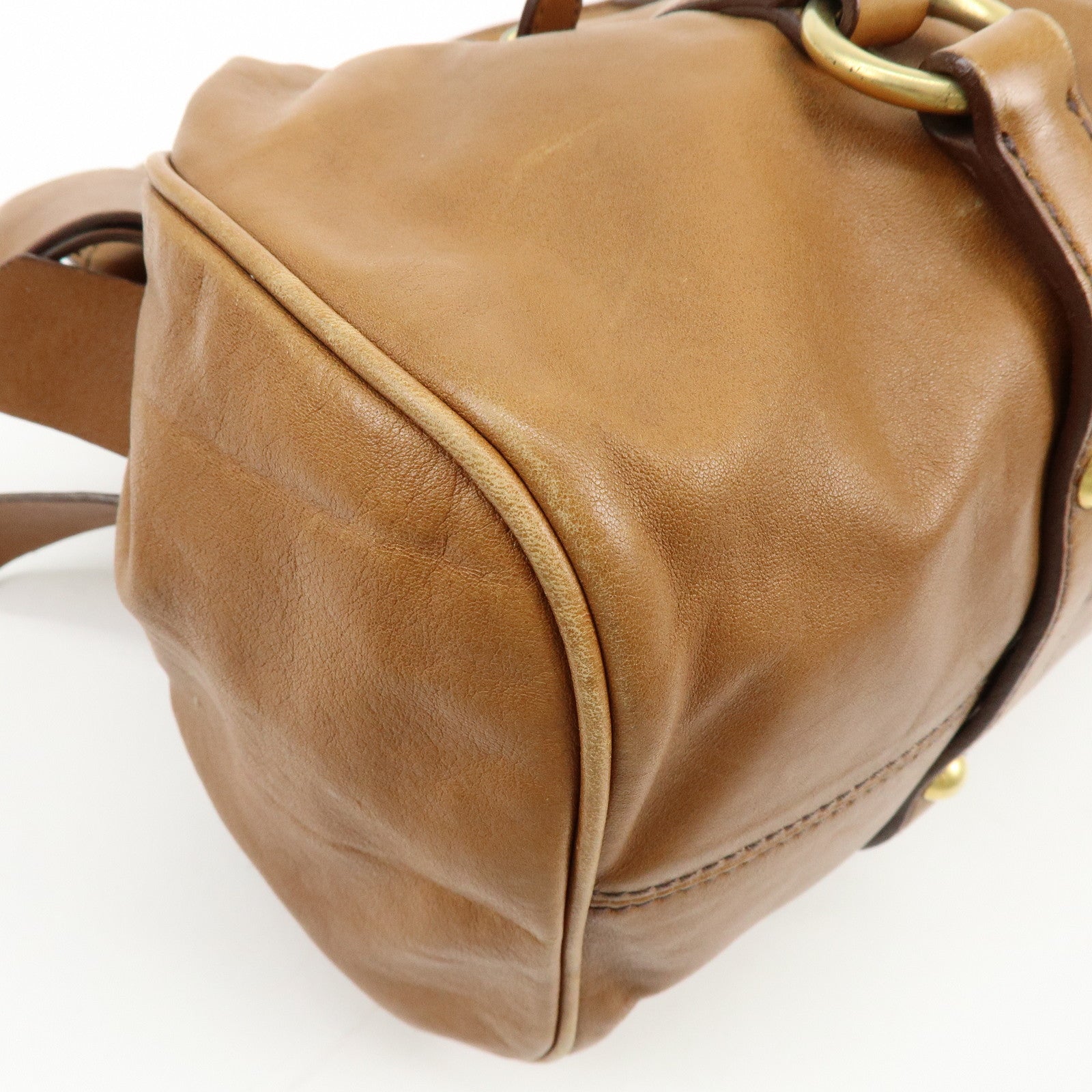 MIU MIU Leaether Ribbon 2Way Bag Hand Bag Shoulder Bag Brown