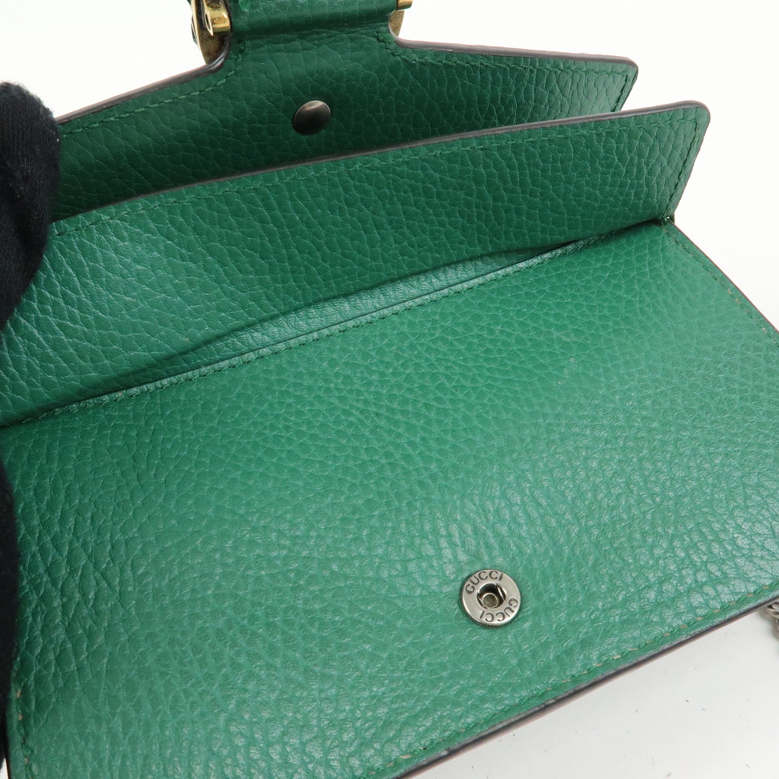 GUCCI Dionysus Super Mini Bag Leather Chain Shoulder Bag Green 476432