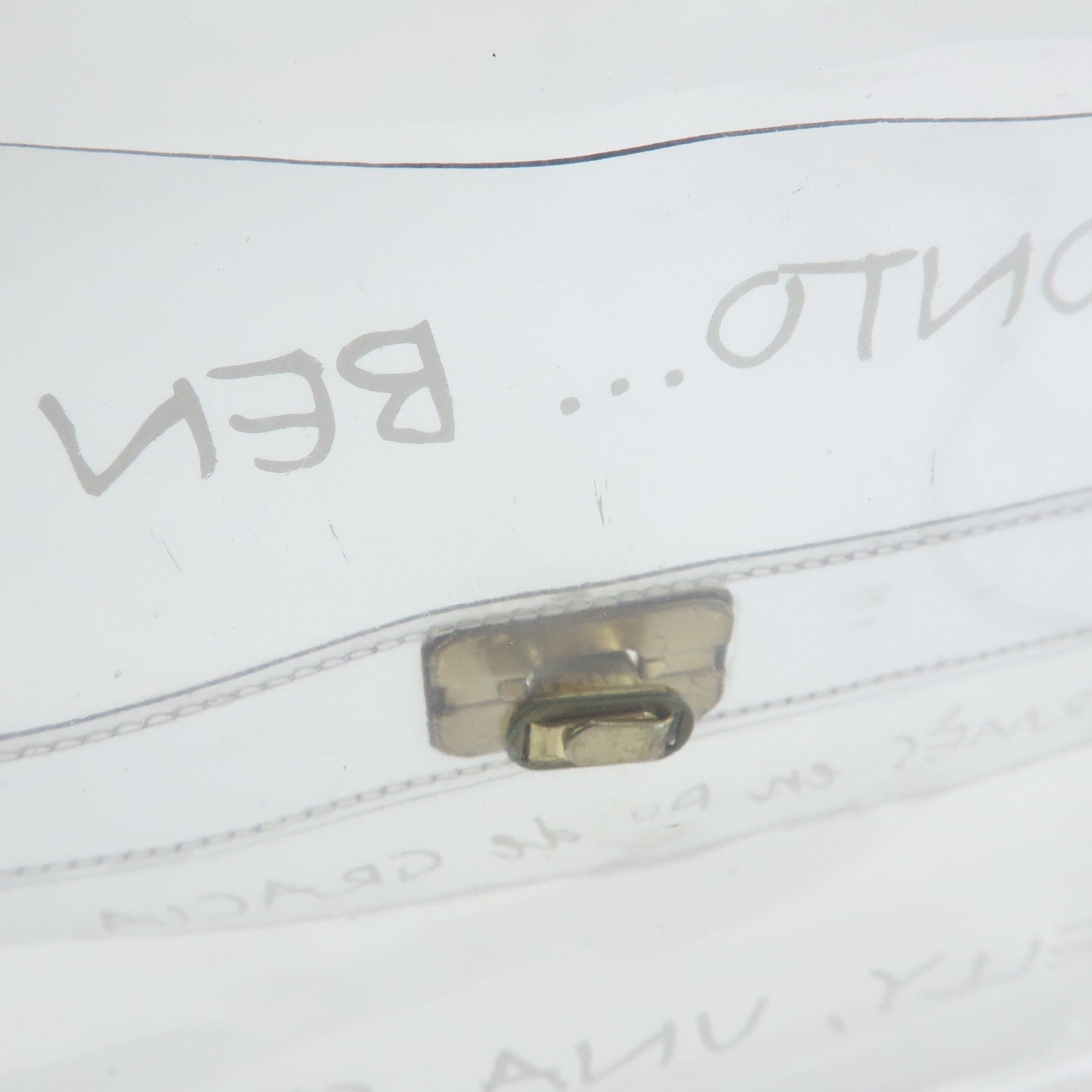HERMES Kelly Vinyl Hand Bag Clear Transparent Gold