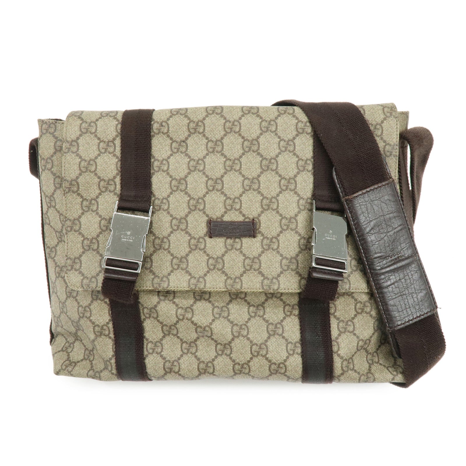 GUCCI GG Supreme Canvas Shoulder Crossbody Bag Beige Brown 122373