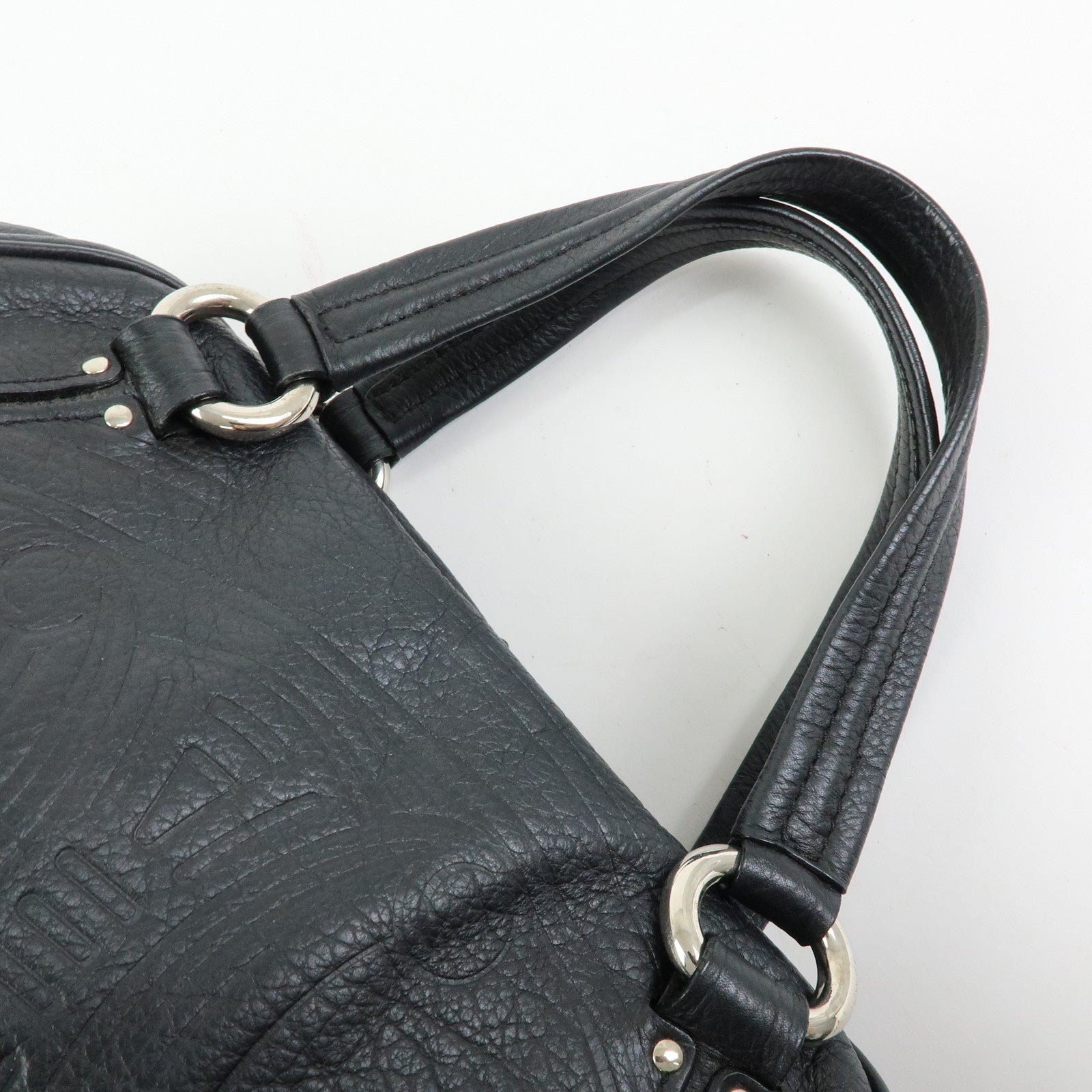 CELINE Macadam Leather Shoulder Bag Hand Bag Black