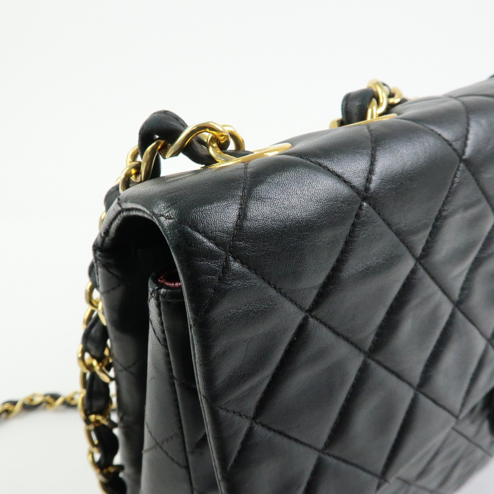 CHANEL Jumbo Matelasse 34 COCO Mark Lamb Skin Shoulder Bag Black A01094