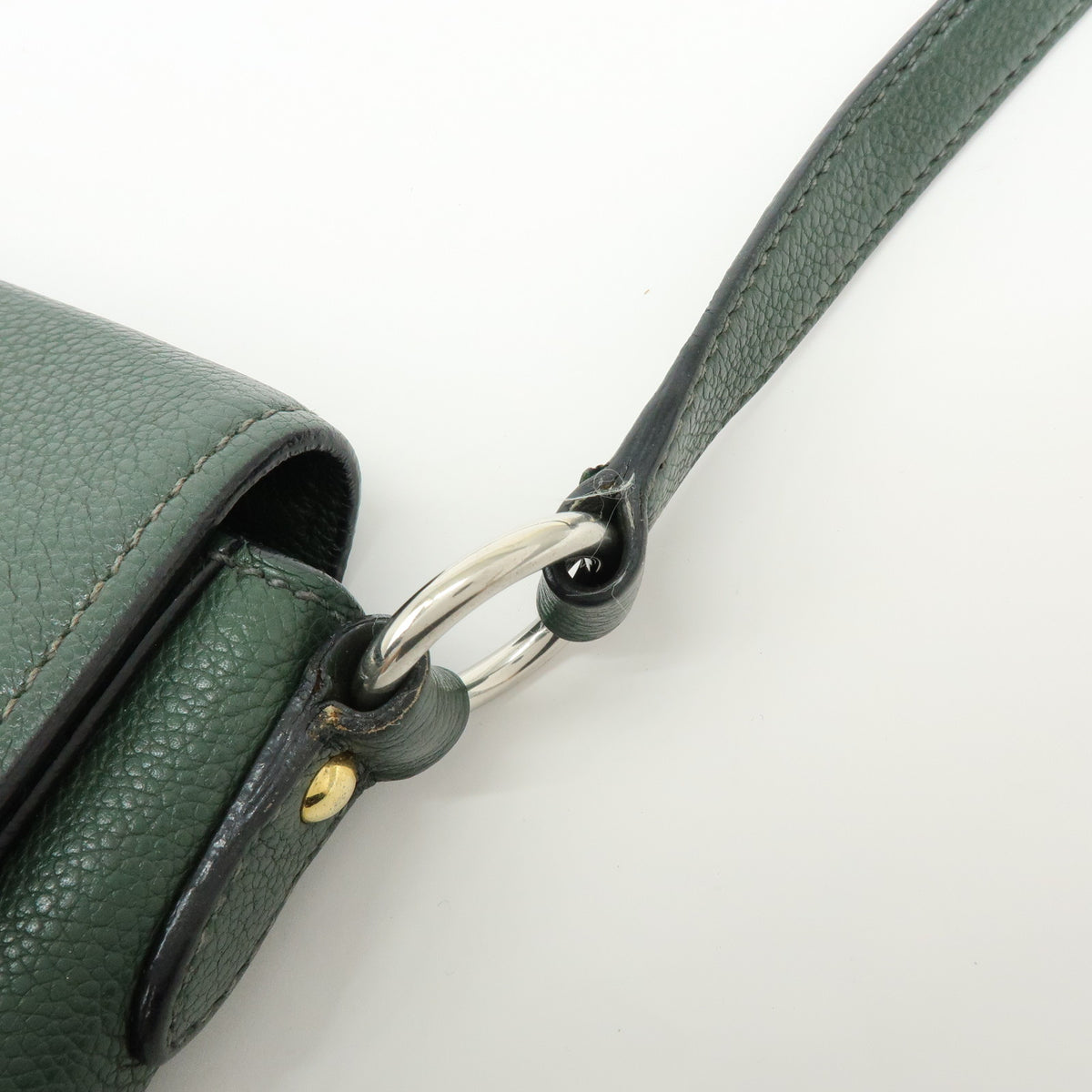 MIU MIU Madras Leather Shoulder Bag Dark Green RT0638