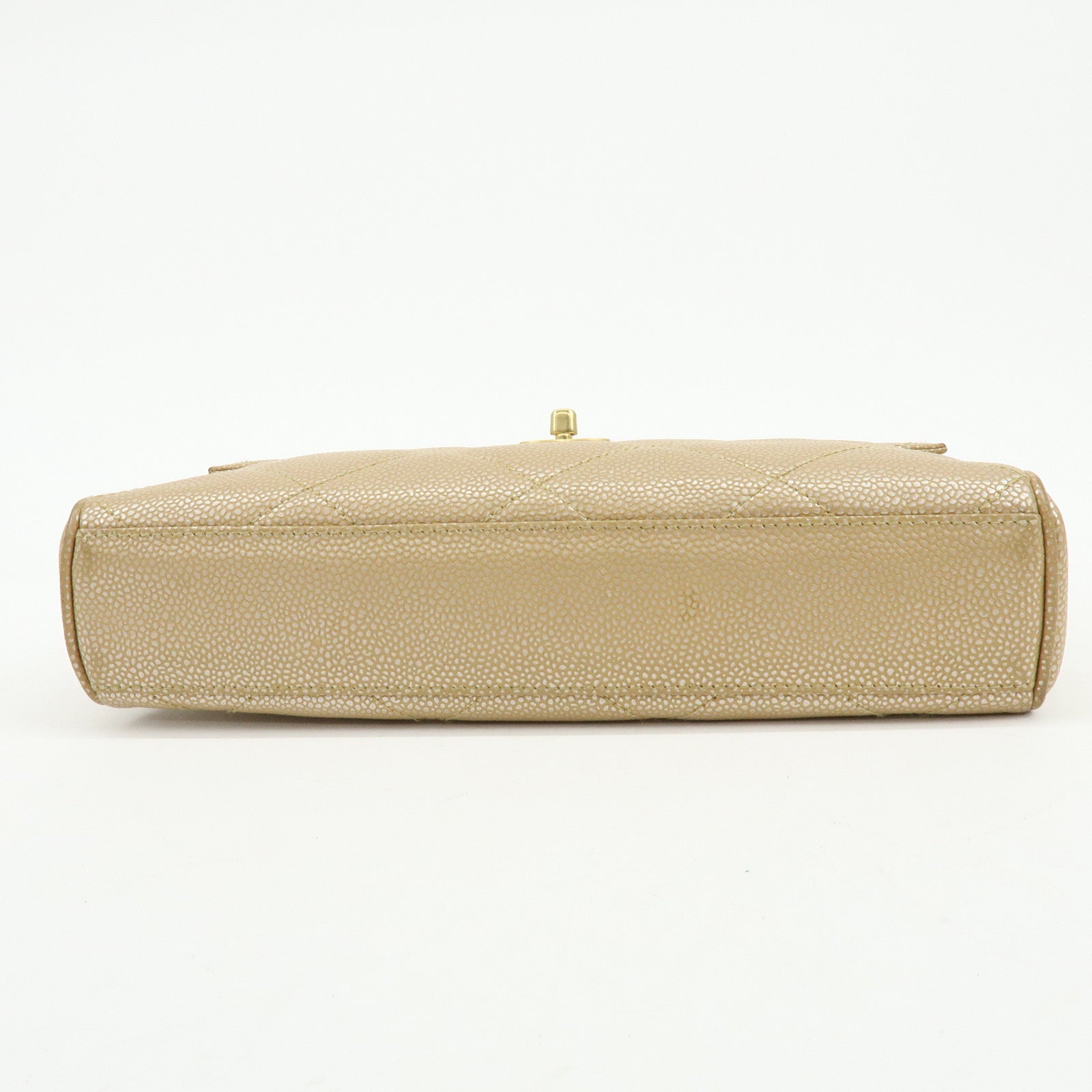 CHANEL COCO Mark Matelasse Caviarskin Flap Chain Shoulder Bag Beige