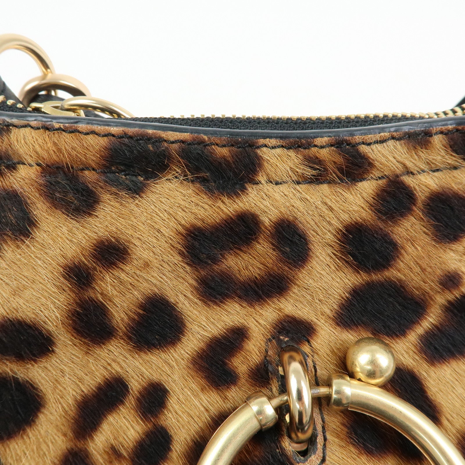 Chloe See By Chloe Joan Leather Unborn Calf 2Way Bag Leopard Black