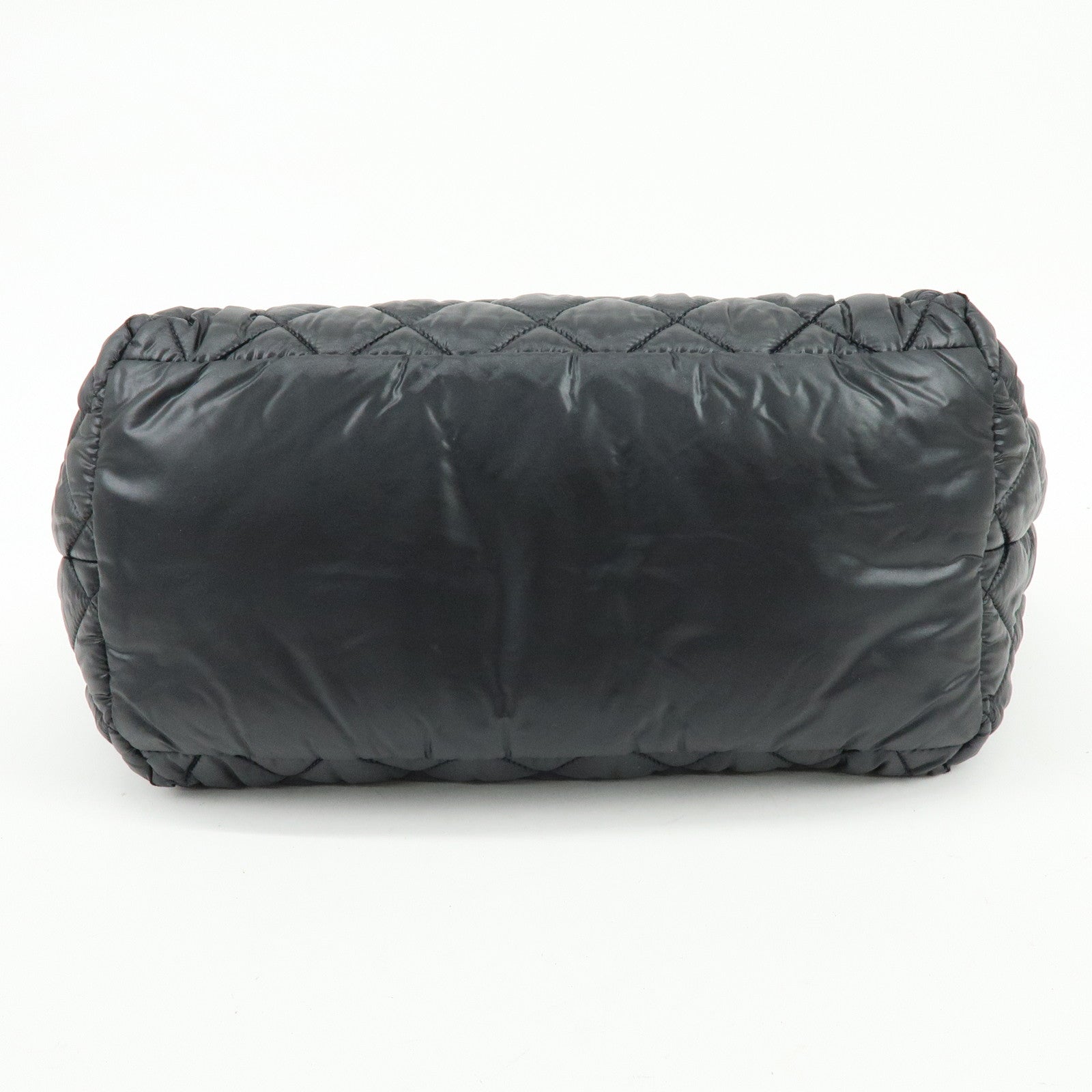 CHANEL COCO Cocoon PM Nylon Lamb Skin Tote Bag Black A48610