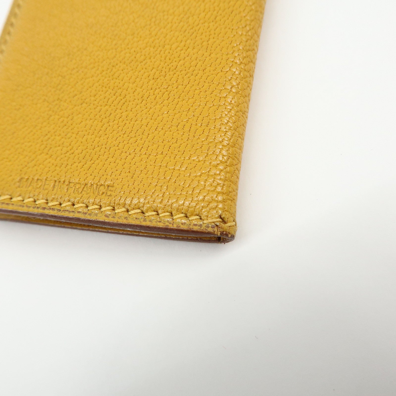 HERMES Leather Mini Photo Case Yellow □F Stamp 2002
