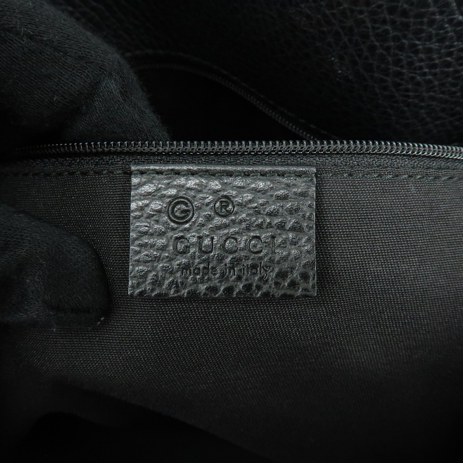 GUCCI Logo Leather Tote Bag Shoulder Bag Black 380118