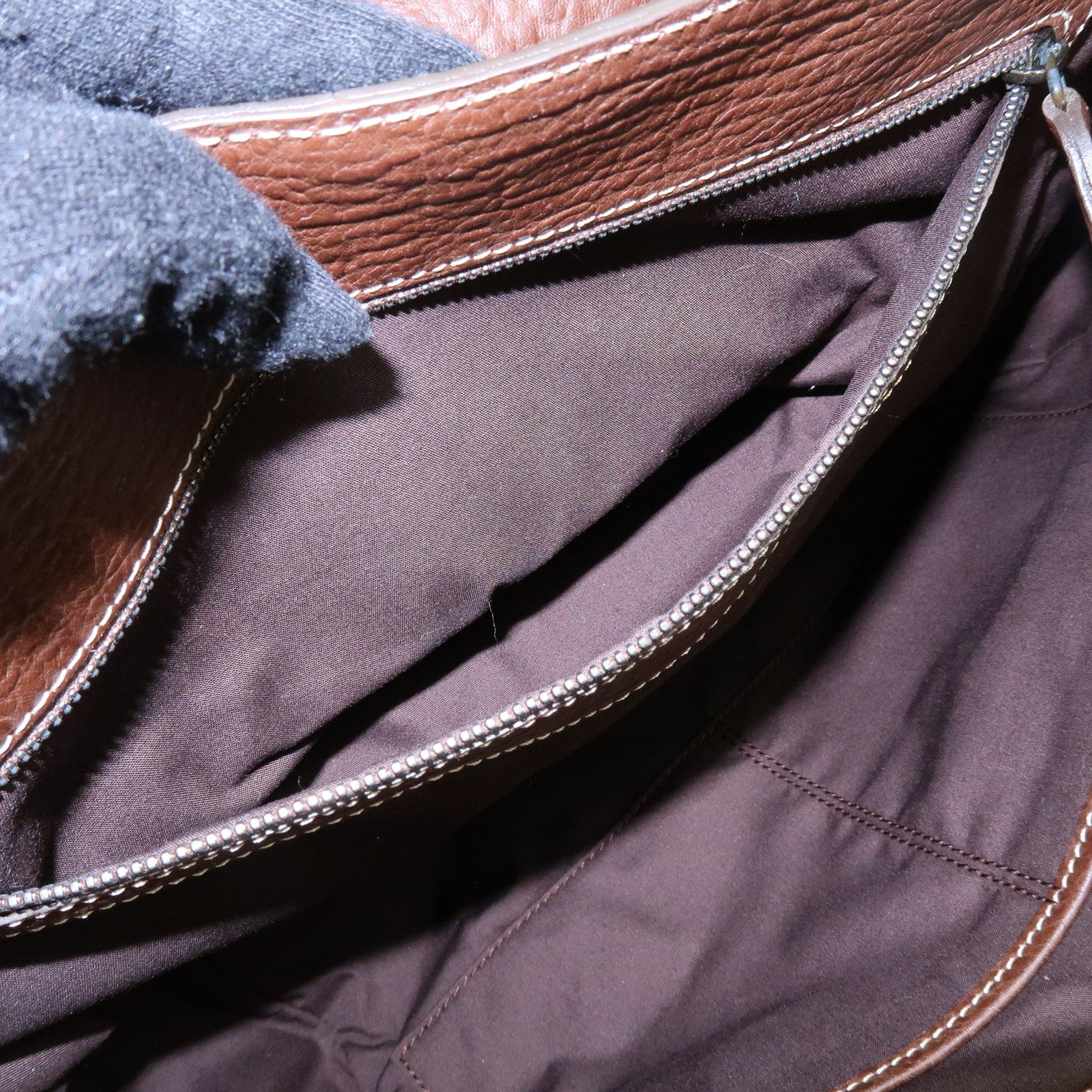 TOD'S Corniche Wave Leather Shoulder Bag Hand Bag Brown