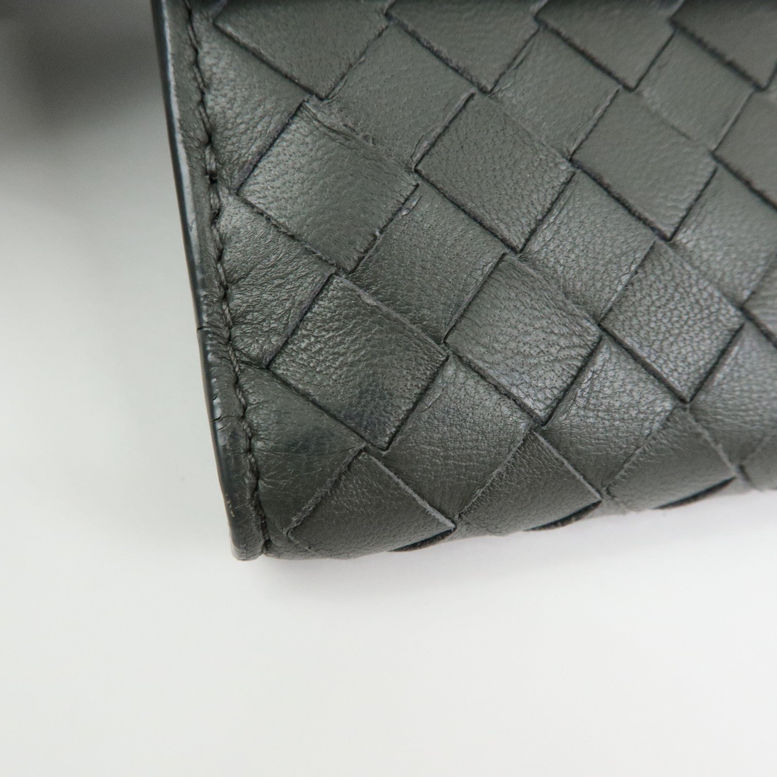 BOTTEGA VENETA Intrecciato Leather Compact Wallet Grey