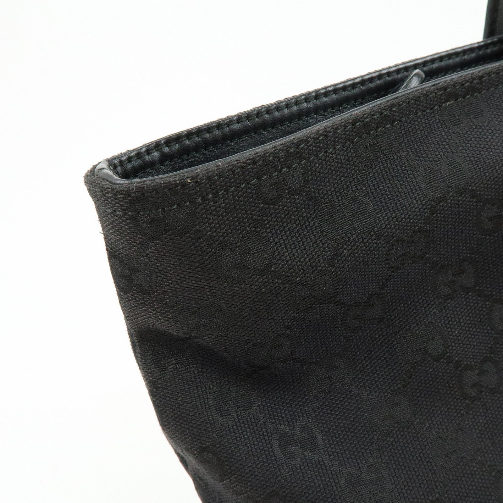 GUCCI Sherry GG Canvas Leather Tote Bag Shoulder Bag Black 308928