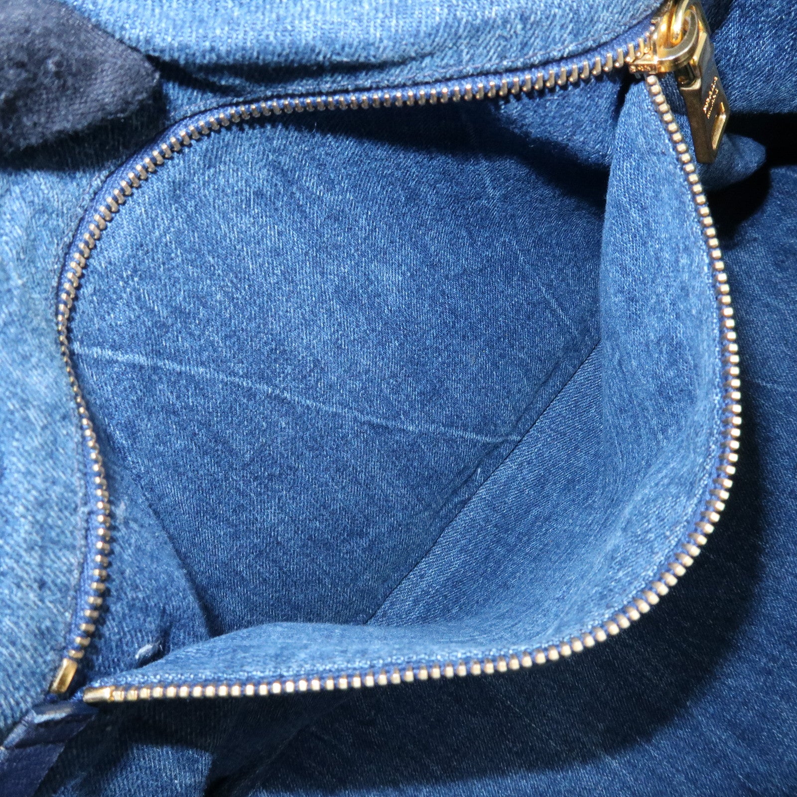 PRADA Triangle Logo Canapa Large Denim Tote Bag Hand Bag B1872B