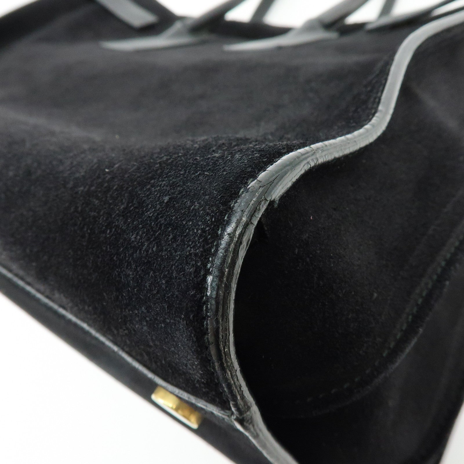 SAINT LAURENT PARIS Sac de Jour Leather Suede Hand Bag Black 319910