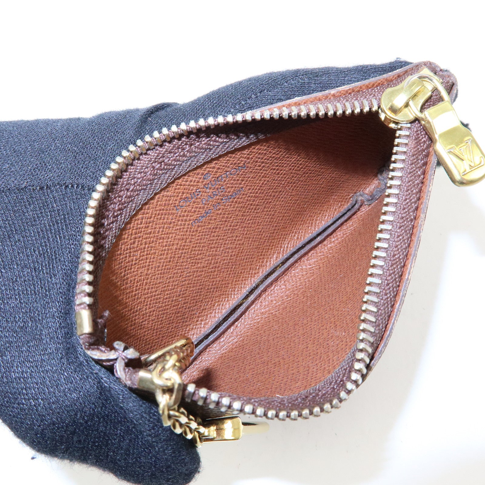Louis Vuitton Monogram Pochette Cles Coin Case Key Case Brown M62650