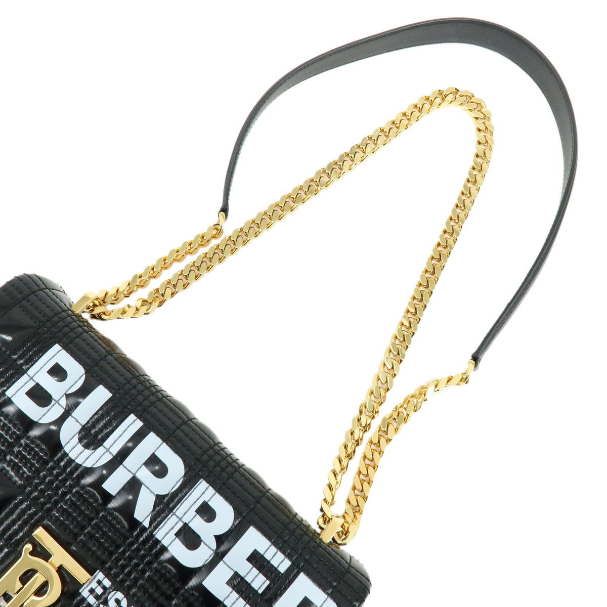 BURBERRY Lola Horseferry Leather Shoulder Bag Hand Bag Black