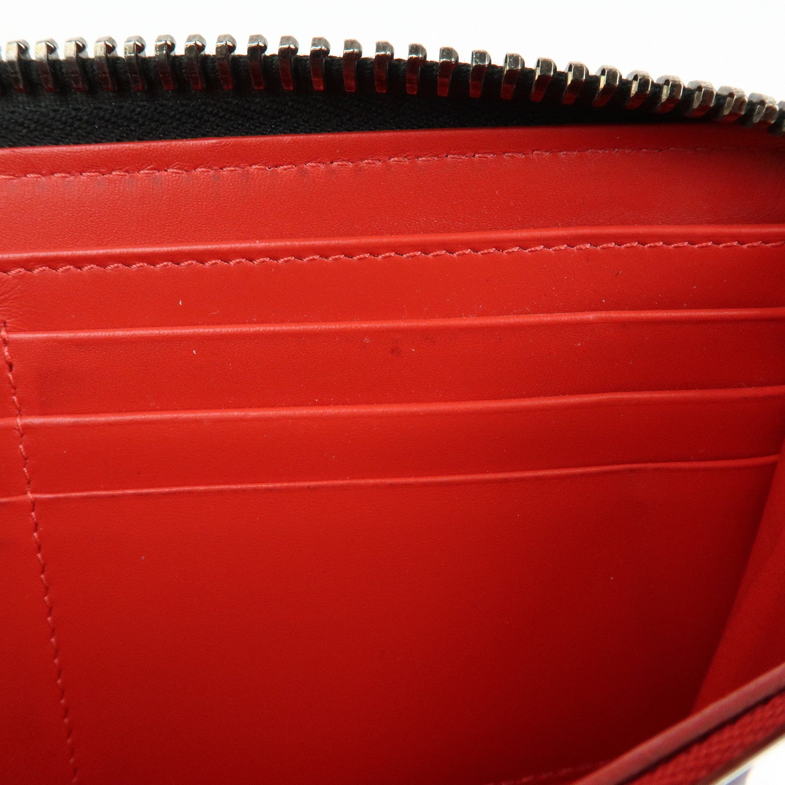 Christian Louboutin Studs Leather Round Zippy Long Wallet Black