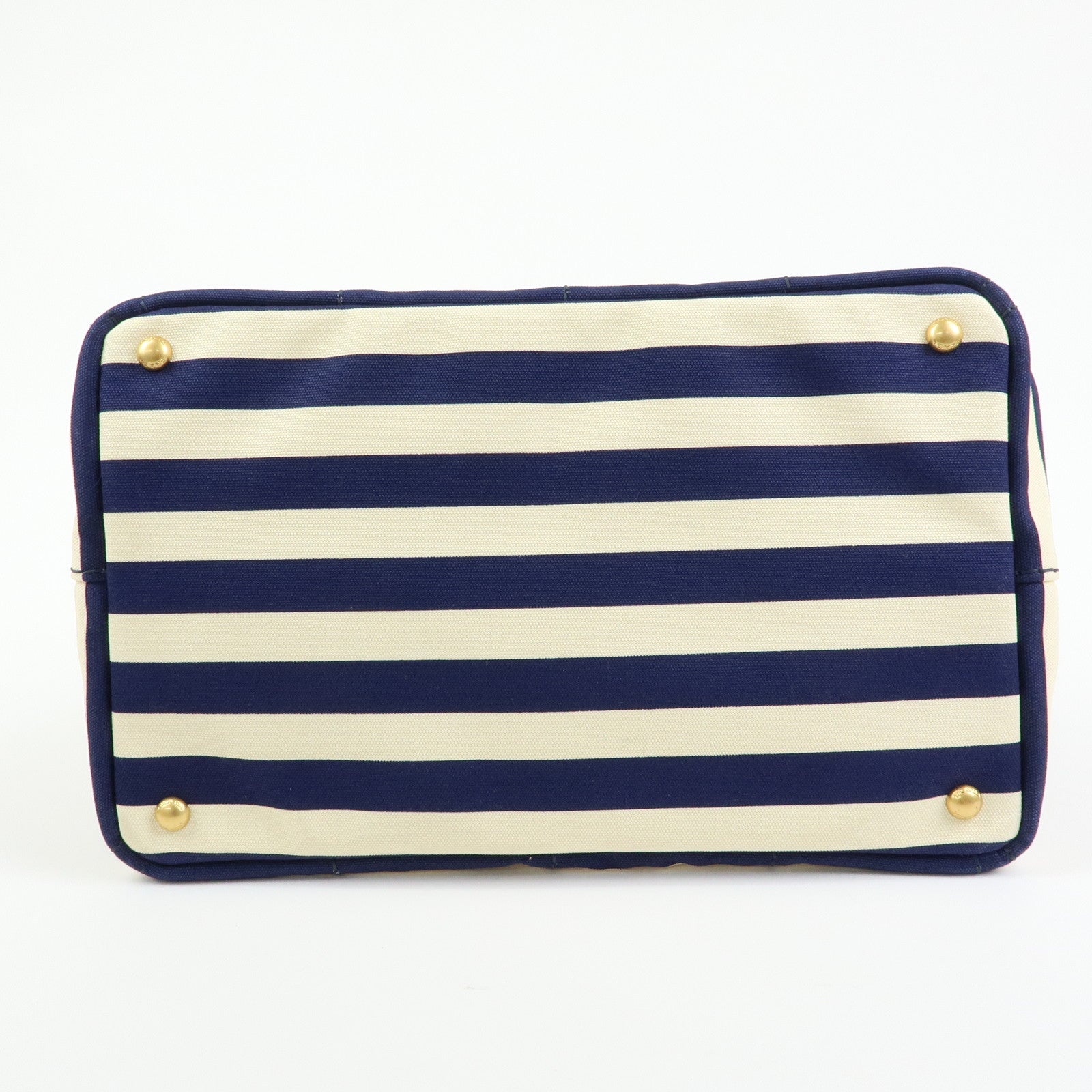 PRADA Canapa Canvas 2Way Bag Hand Bag Stripe Blue White B2642B