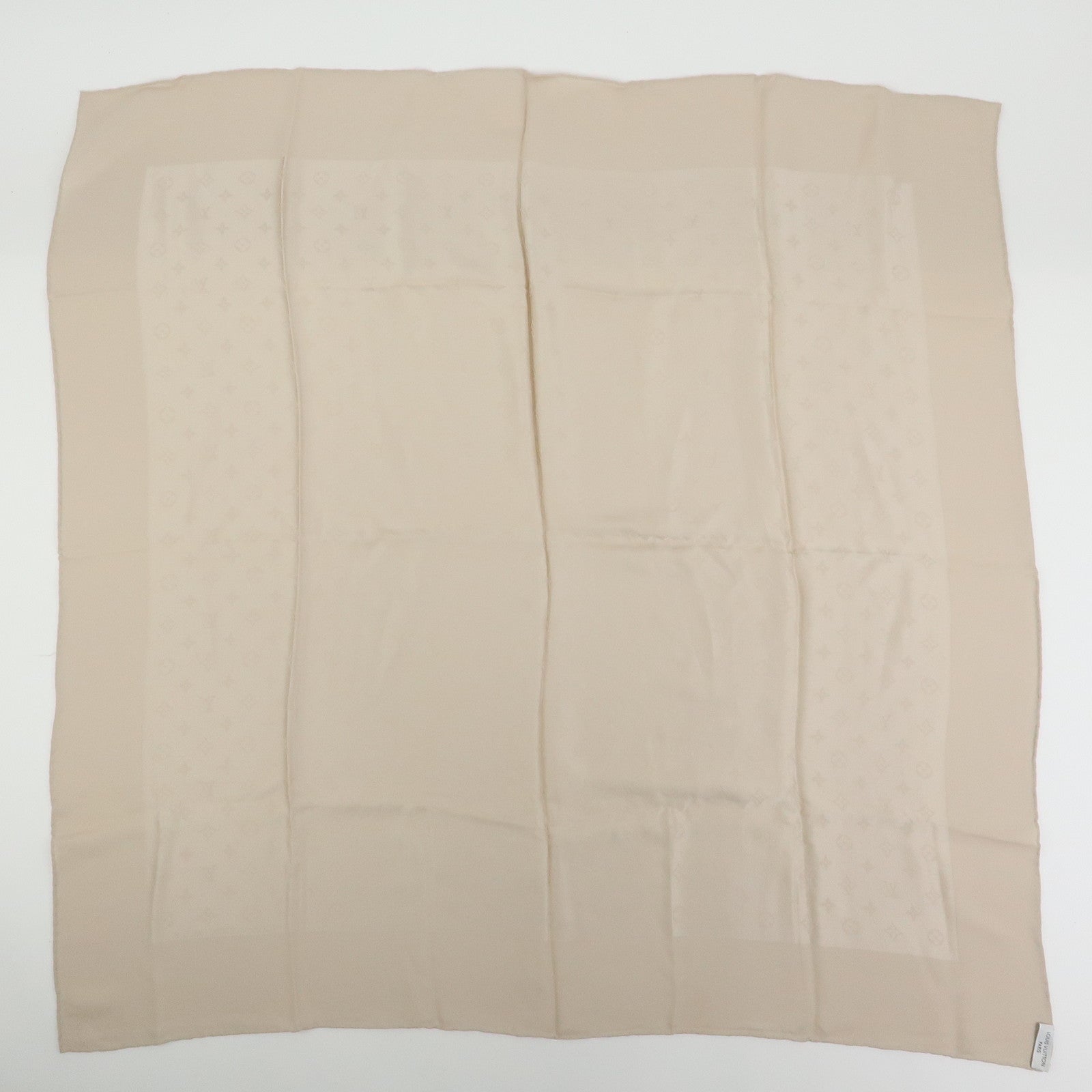Louis Vuitton Monogram Silk 100% Scarf Shawl Beige