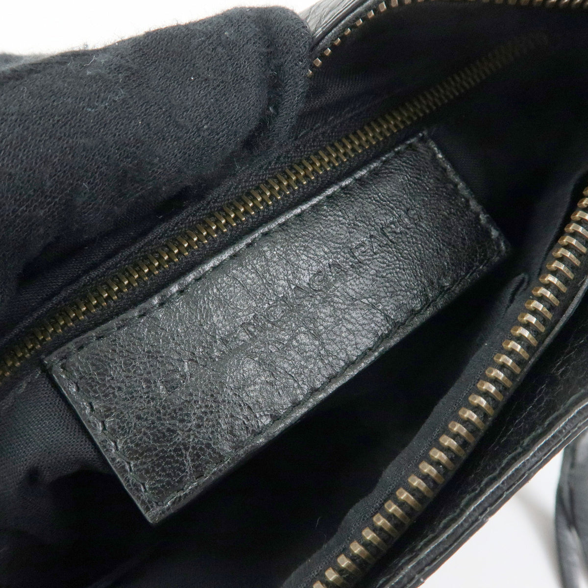 BALENCIAGA  Classic The Hip Leather Shoulder Crossbody Bag Black242803