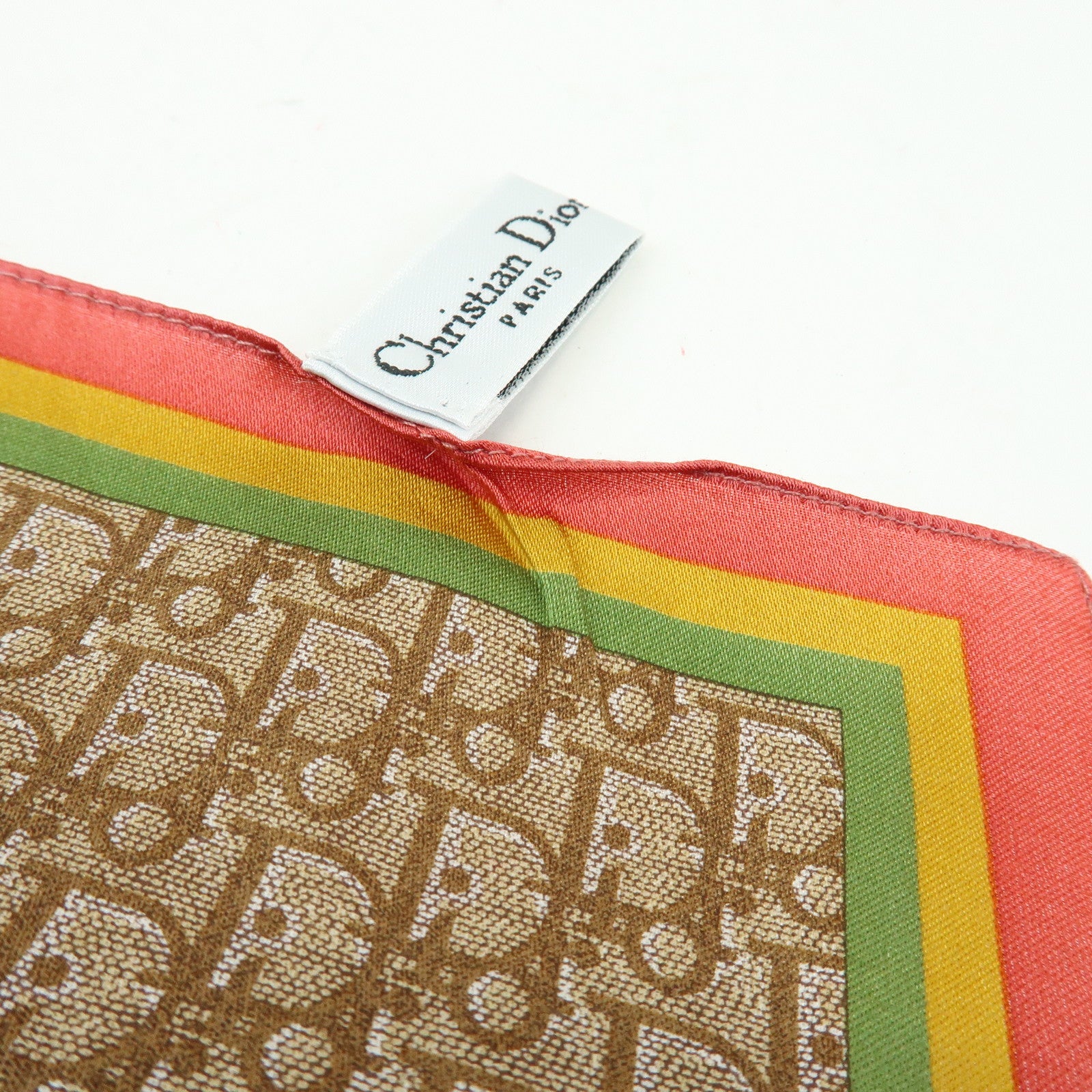 Christian Dior Rasta Trotter Logo Silk Cotton Scarf Beige Red