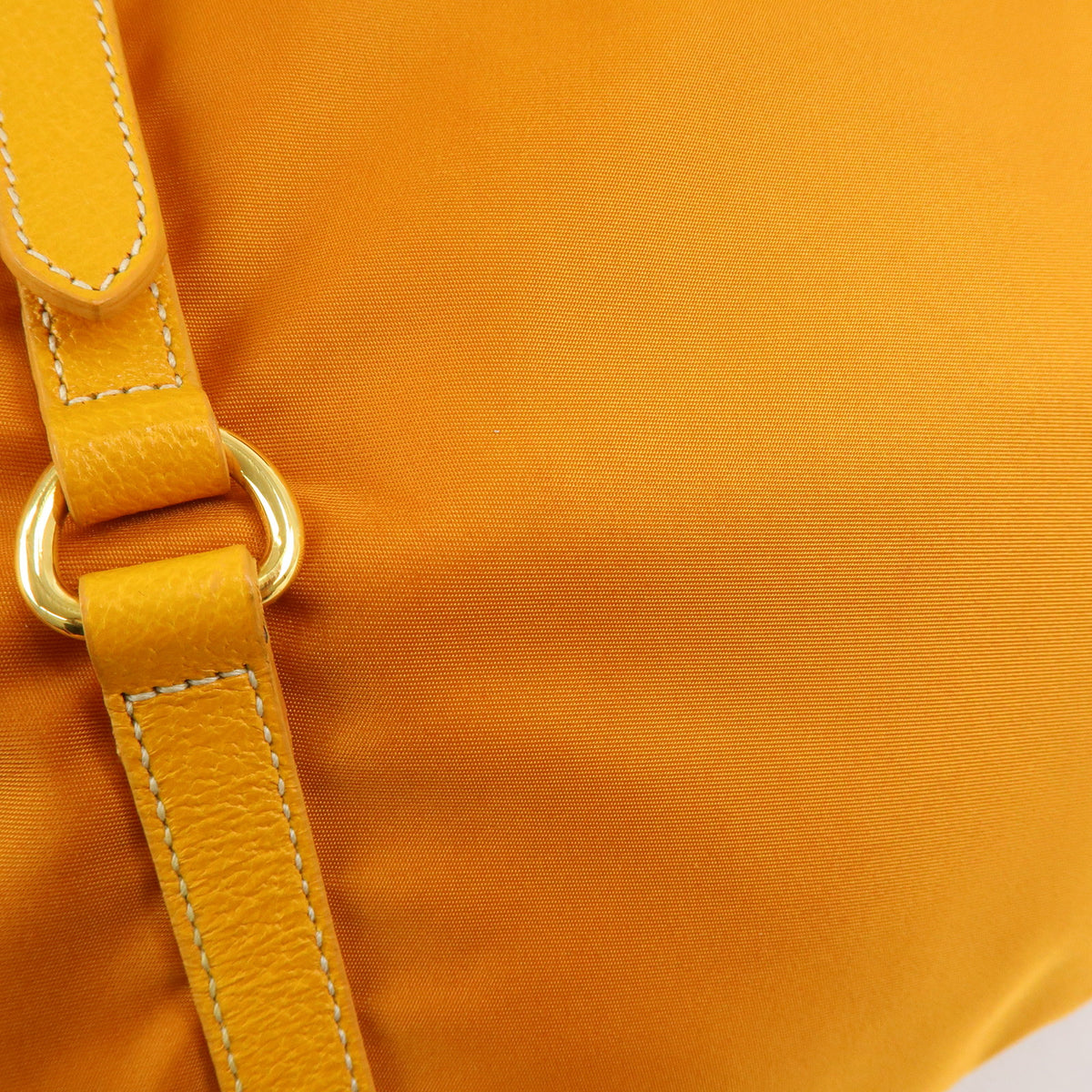 PRADA Triangle Logo Nylon Leather Tote Bag Shoulder Bag Orange BR4253