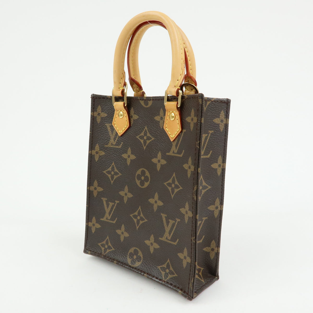 Louis Vuitton Monogram Petit Sac Plat 2Way Shoulder Bag Brown M69442