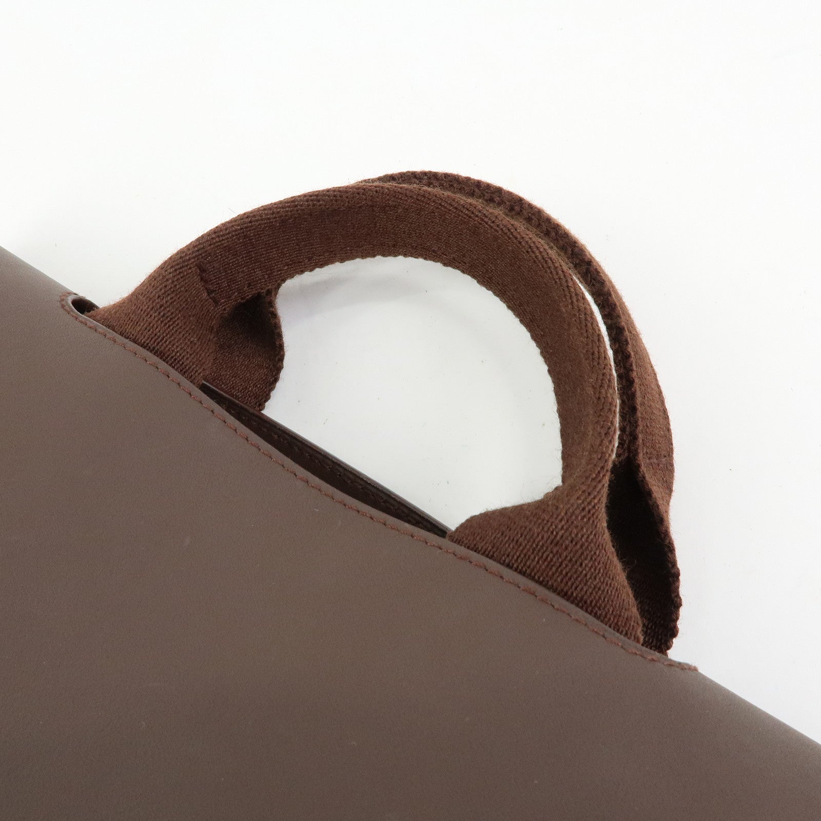 HERMES Toile Chevron Valparaiso Long PM Hand Bag Brown