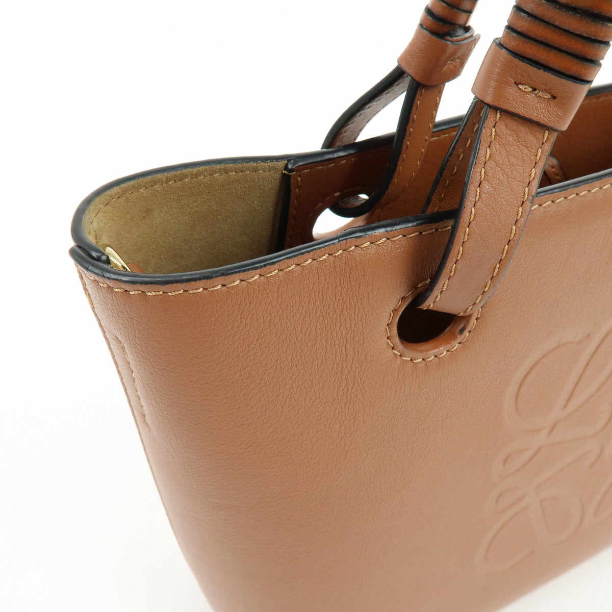 LOEWE Anagram Calf Leather 2Way Bag Hand Bag Shoulder Bag Brown