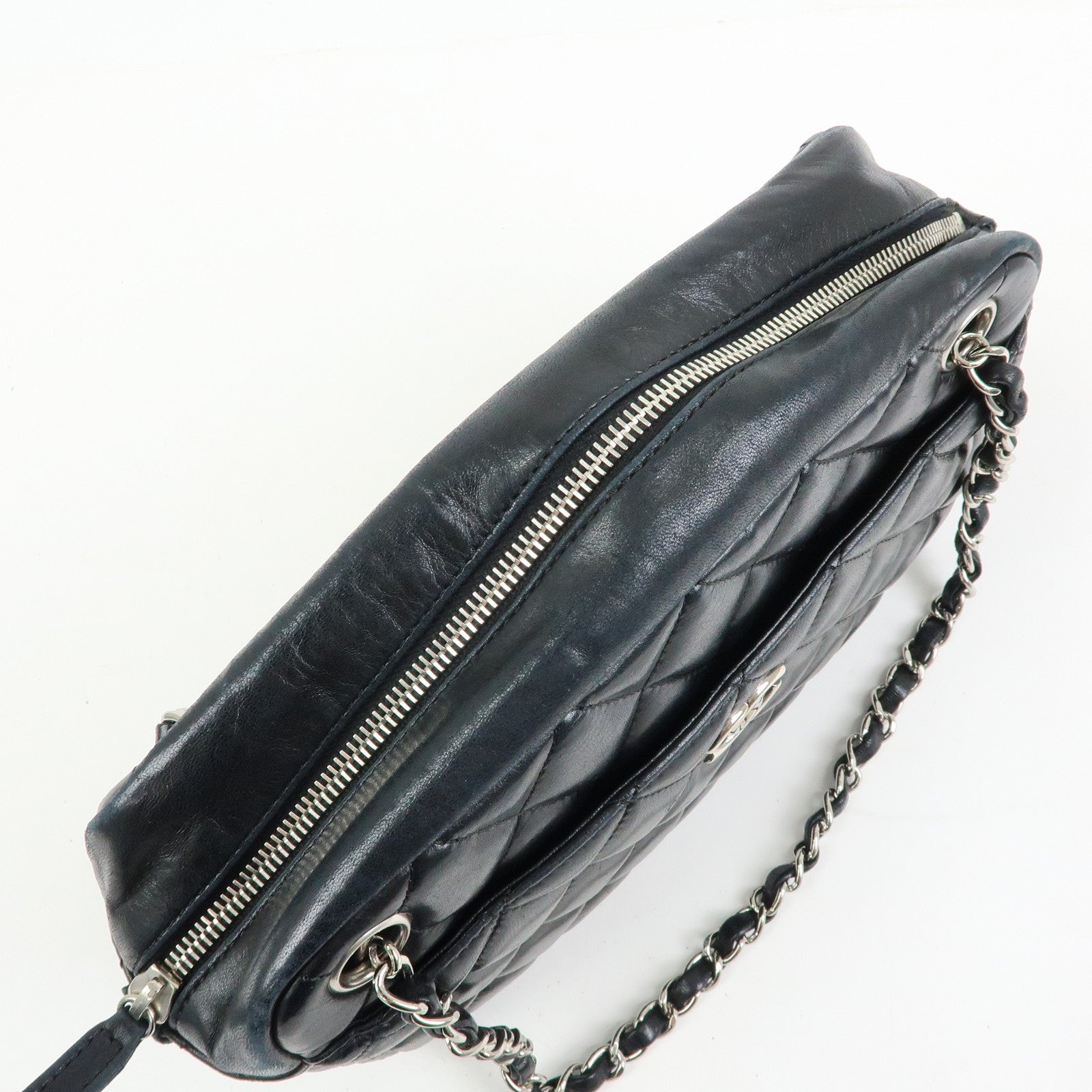 CHANEL COCO Mark Matelasse Lamb Skin Chain Shoulder Bag Hand Bag Black