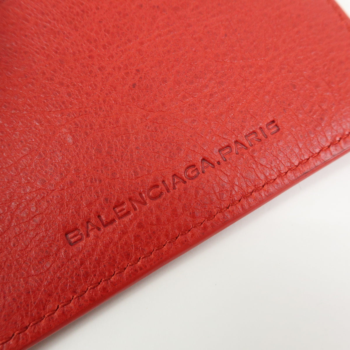BALENCIAGA City Leather Card Case Red Black 253051