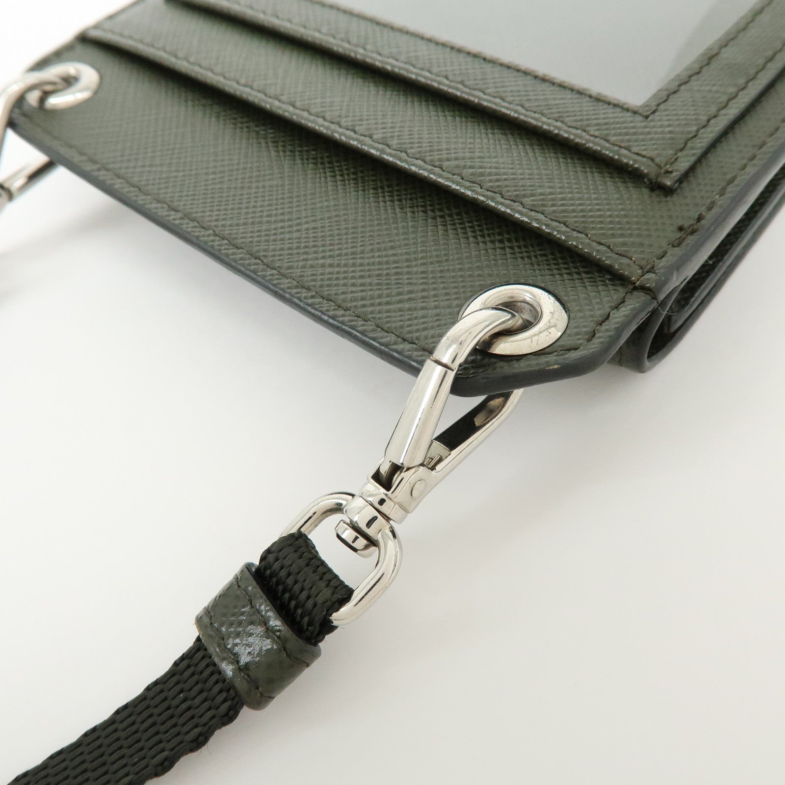PRADA Triangle Logo Saffiano Leather Adjustable Shoulder Bag Khaki