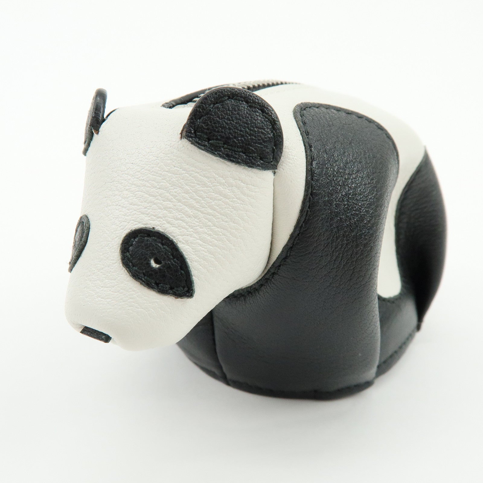 LOEWE PANDA Animal Leather Coin Case Coin Purse White Black