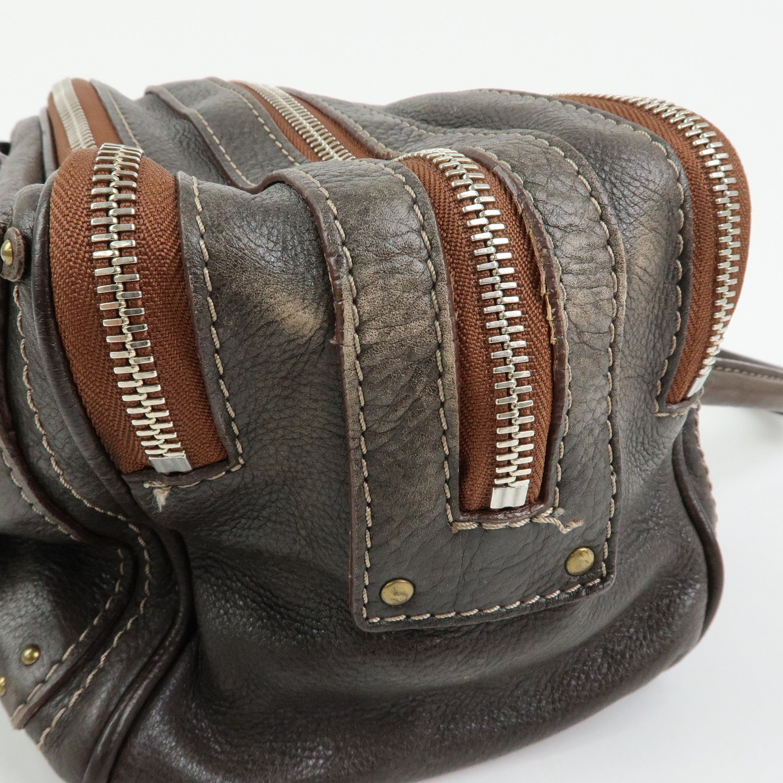 Chloe Paddington Leather Mini Hand Bag Shoulder Bag Brown