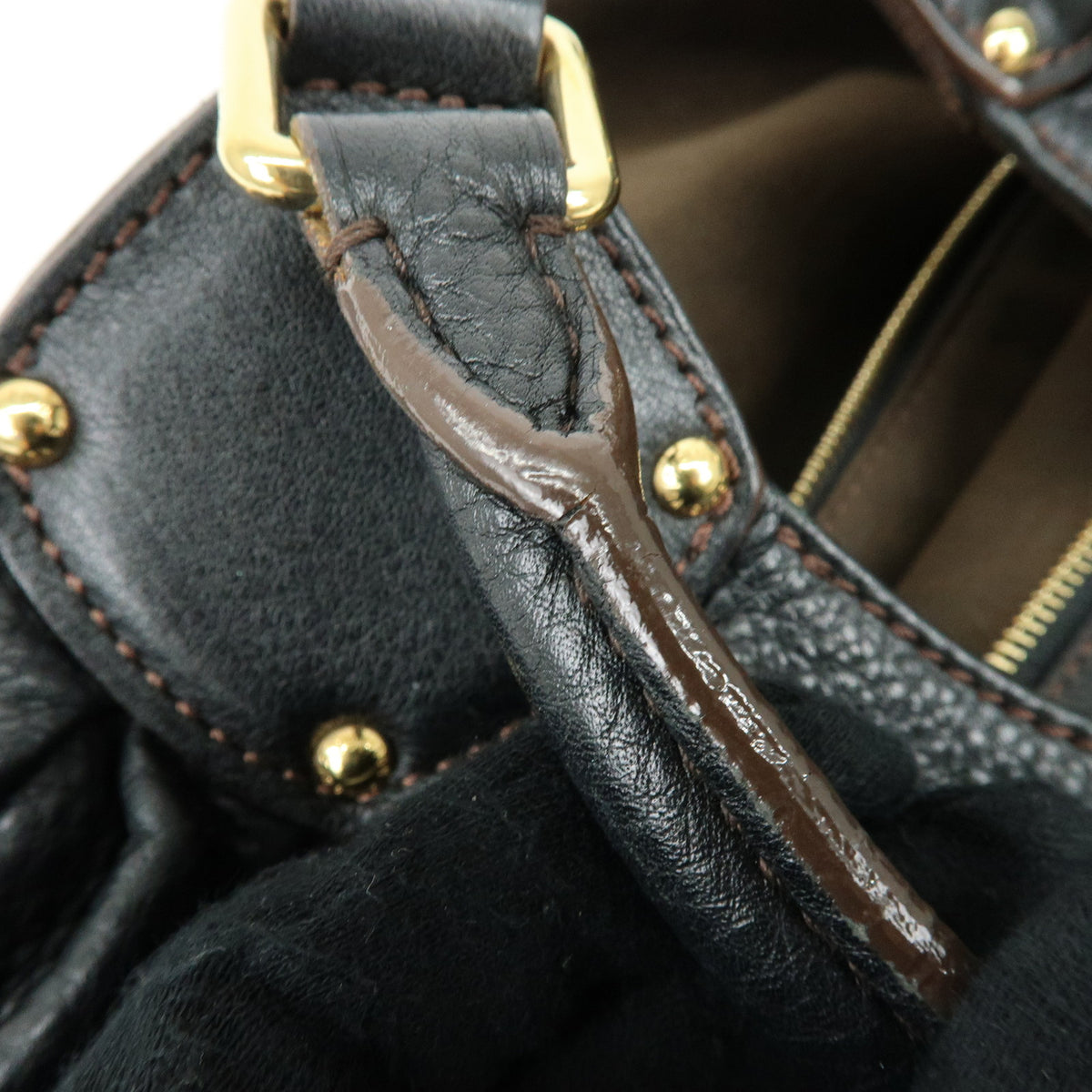 Louis Vuitton Monogram Leather Mahina L Shoulder Bag Noir M95765
