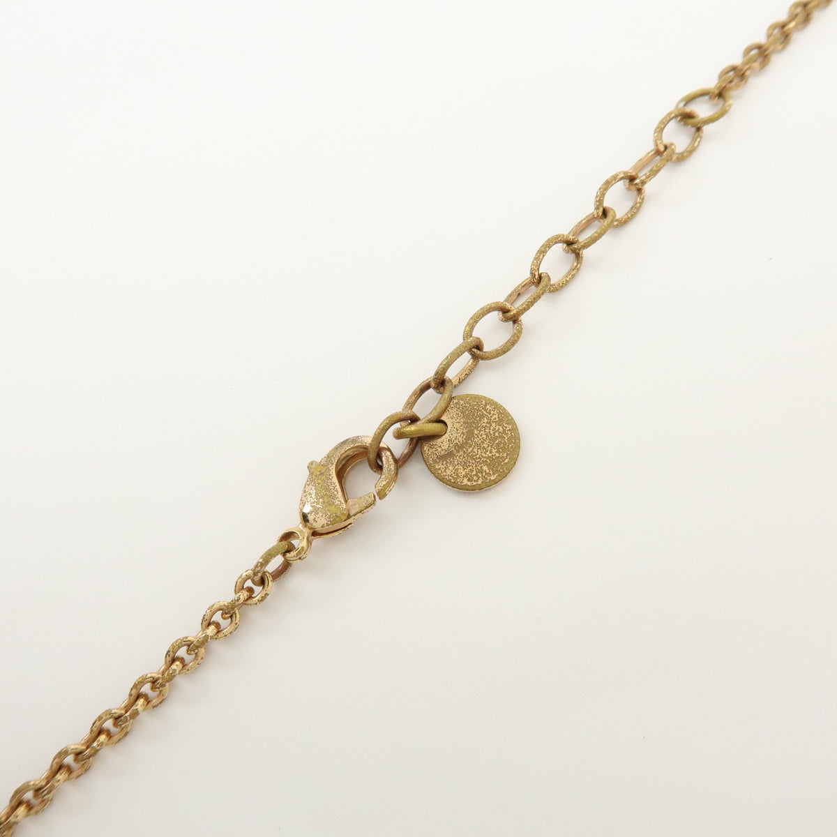 Christian Dior CD Logo Rhinestone Metal Necklace Pink Gold