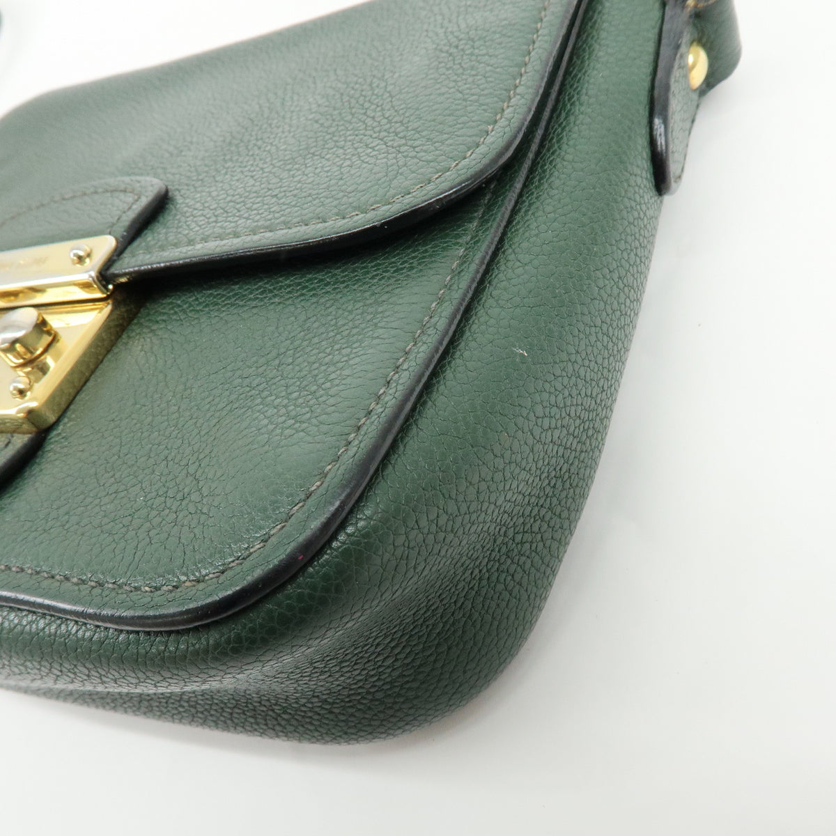 MIU MIU Madras Leather Shoulder Bag Dark Green RT0638